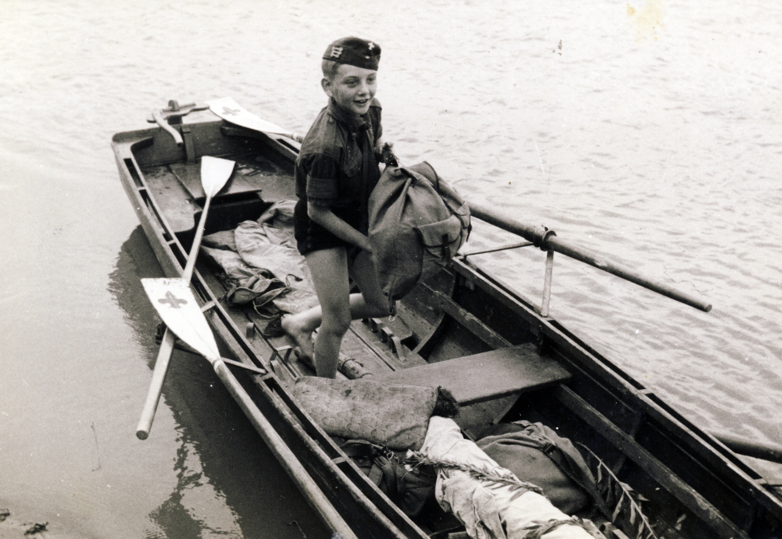 1943, Jezsuita Levéltár, csónak, hátizsák, cserkész, Fortepan #100198