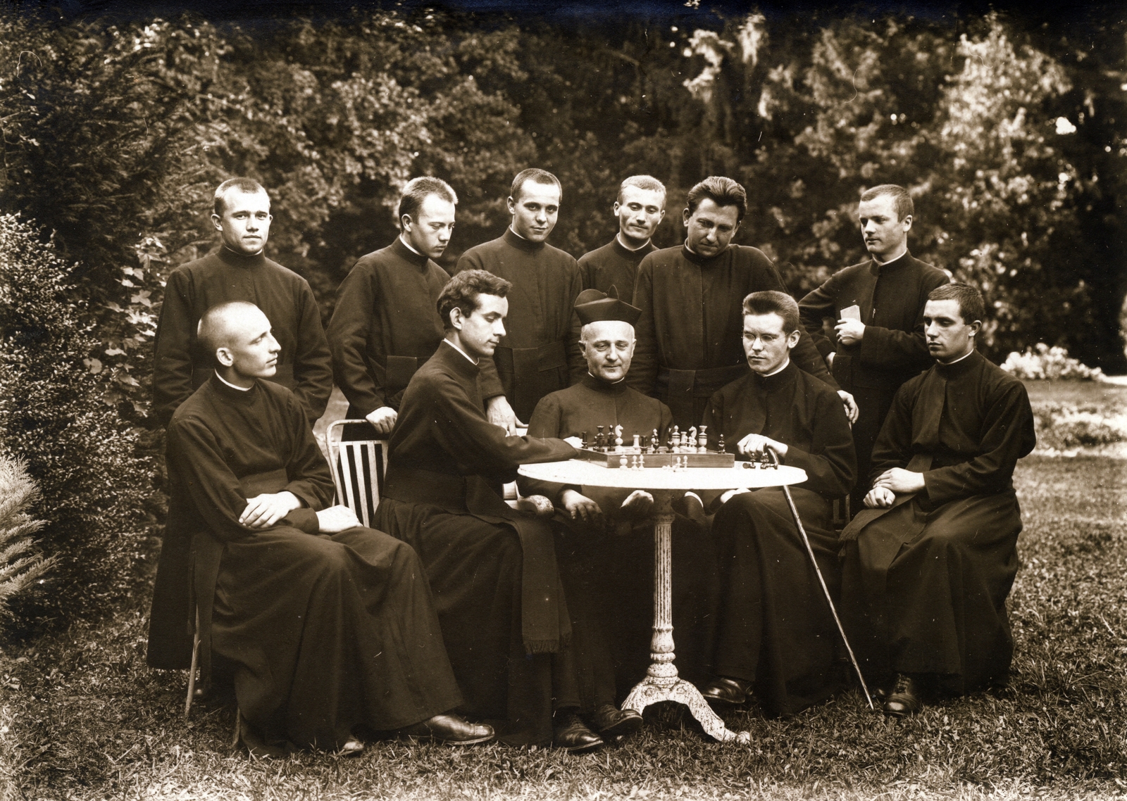 1930, Jezsuita Levéltár, priest, chess, Jesuits, Fortepan #100245