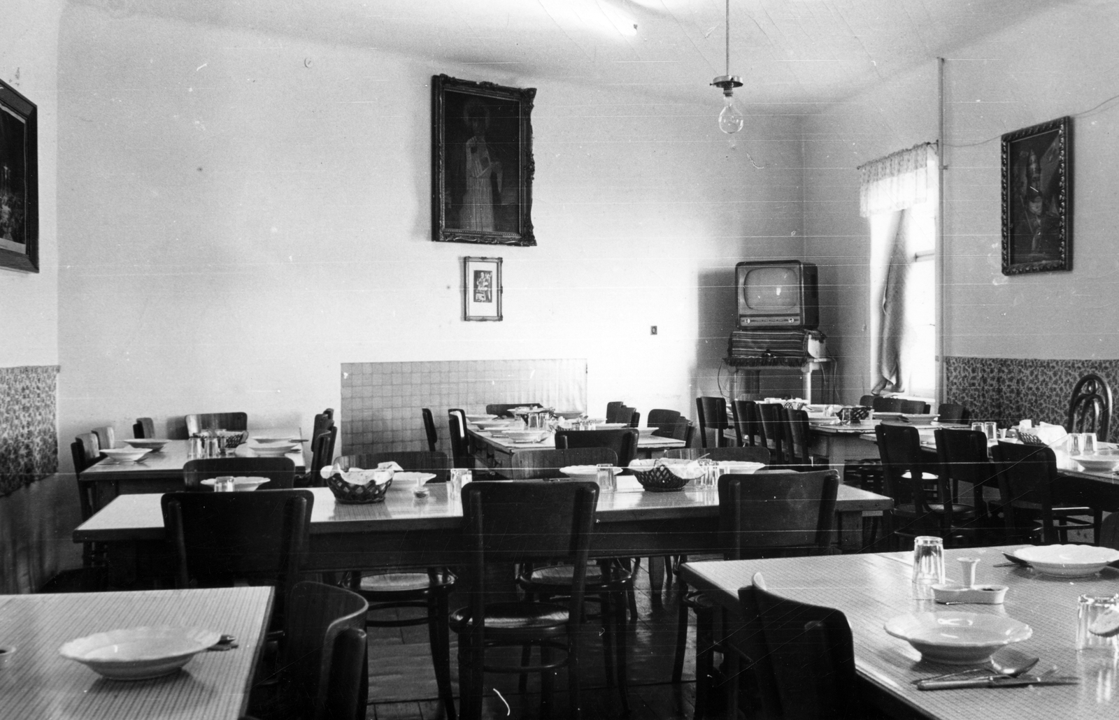 1964, Jezsuita Levéltár, TV, dining room, Fortepan #100312