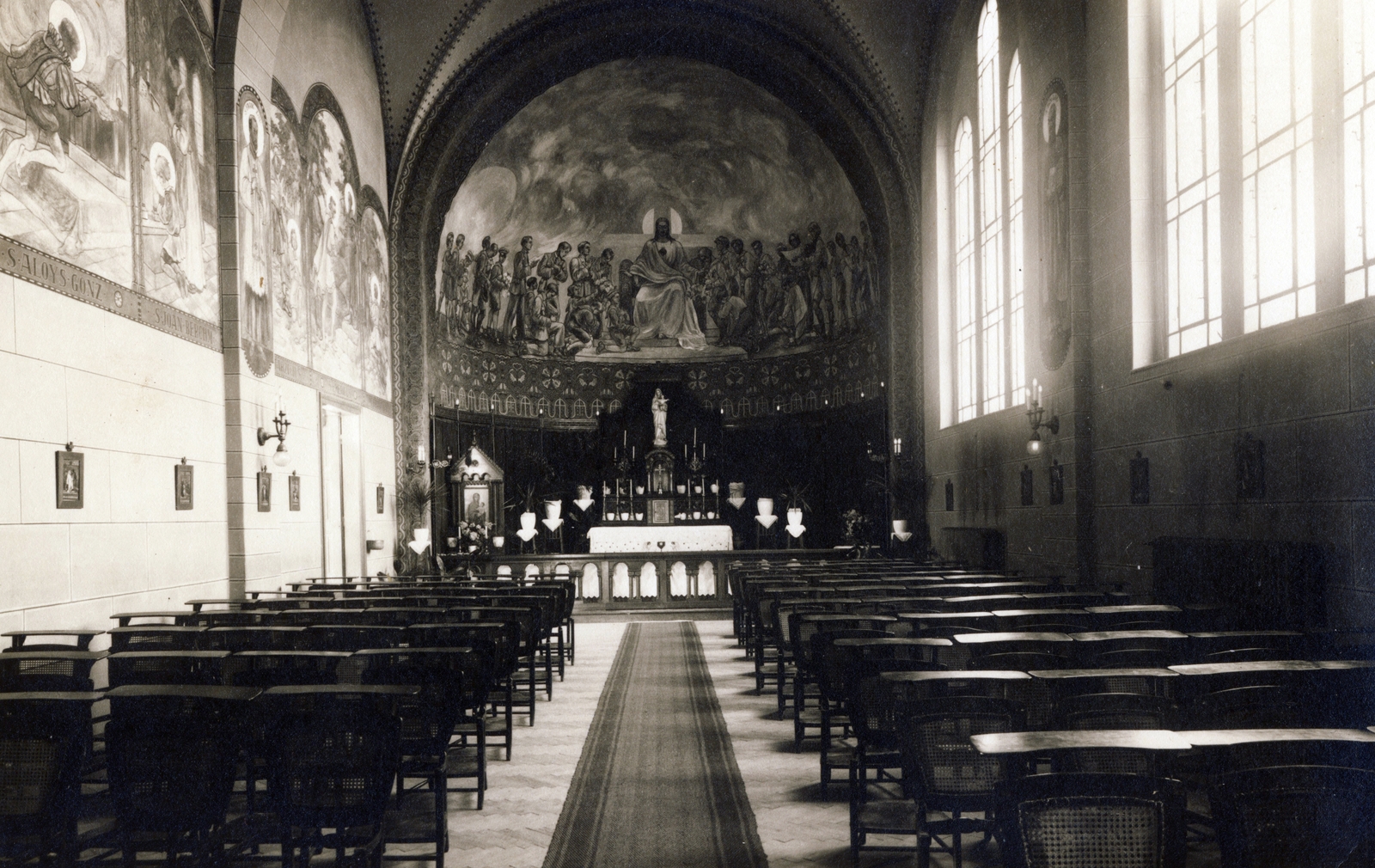 Hungary, Pécs, a jezsuita Pius Gimnázium és Internátus kápolnája., 1933, Jezsuita Levéltár, church interior, Jesuits, Fortepan #100403