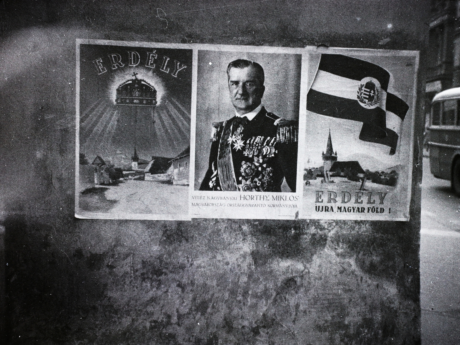 1940, Dobóczi Zsolt, poster, flag, Nicolaus Horthy-portrayal, Nándor Németh-graphics, Fortepan #100814