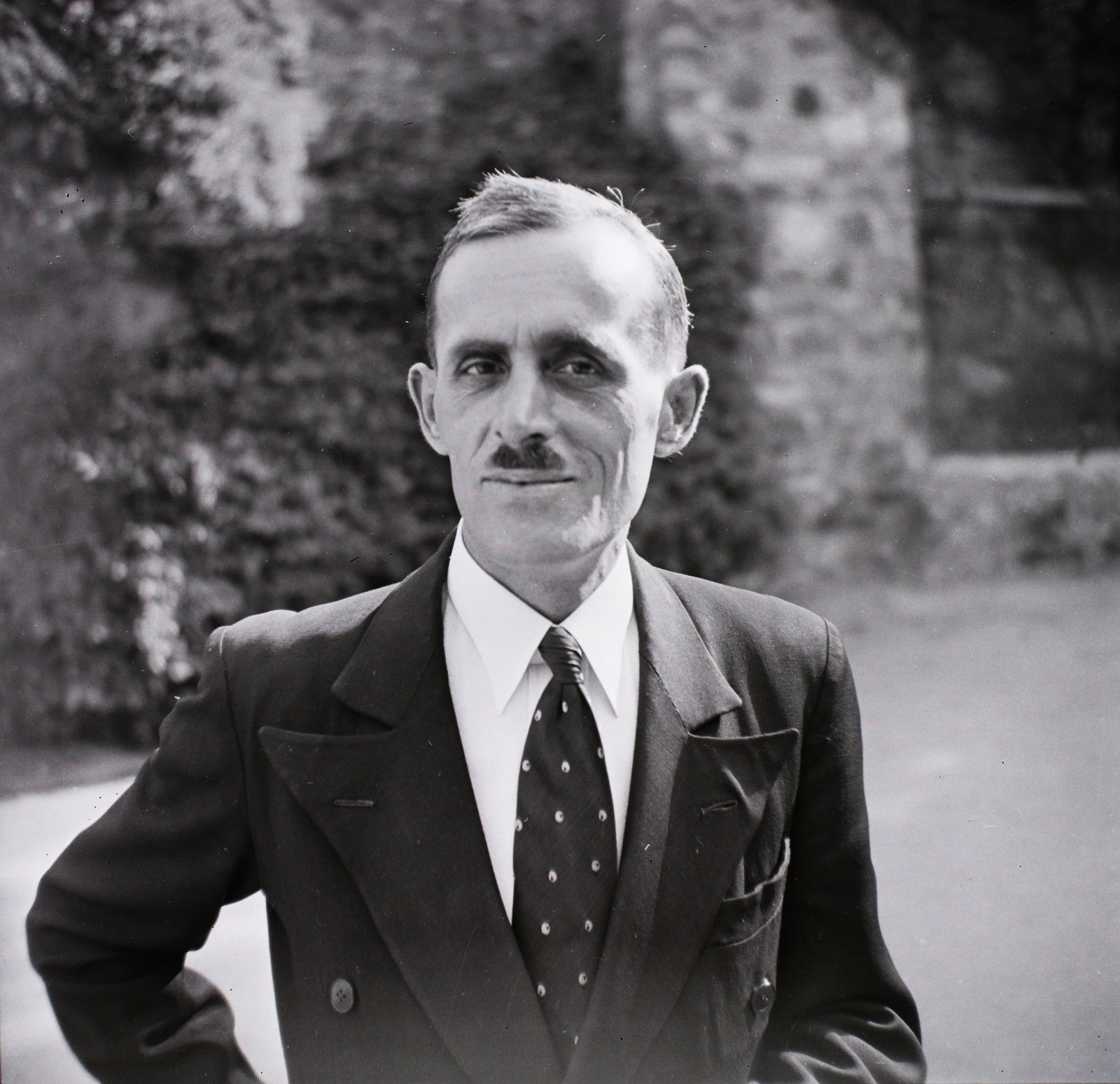 Hungary, Rideg Sándor író., 1941, Dobóczi Zsolt, portrait, moustache, celebrity, writer, tie, Fortepan #100838