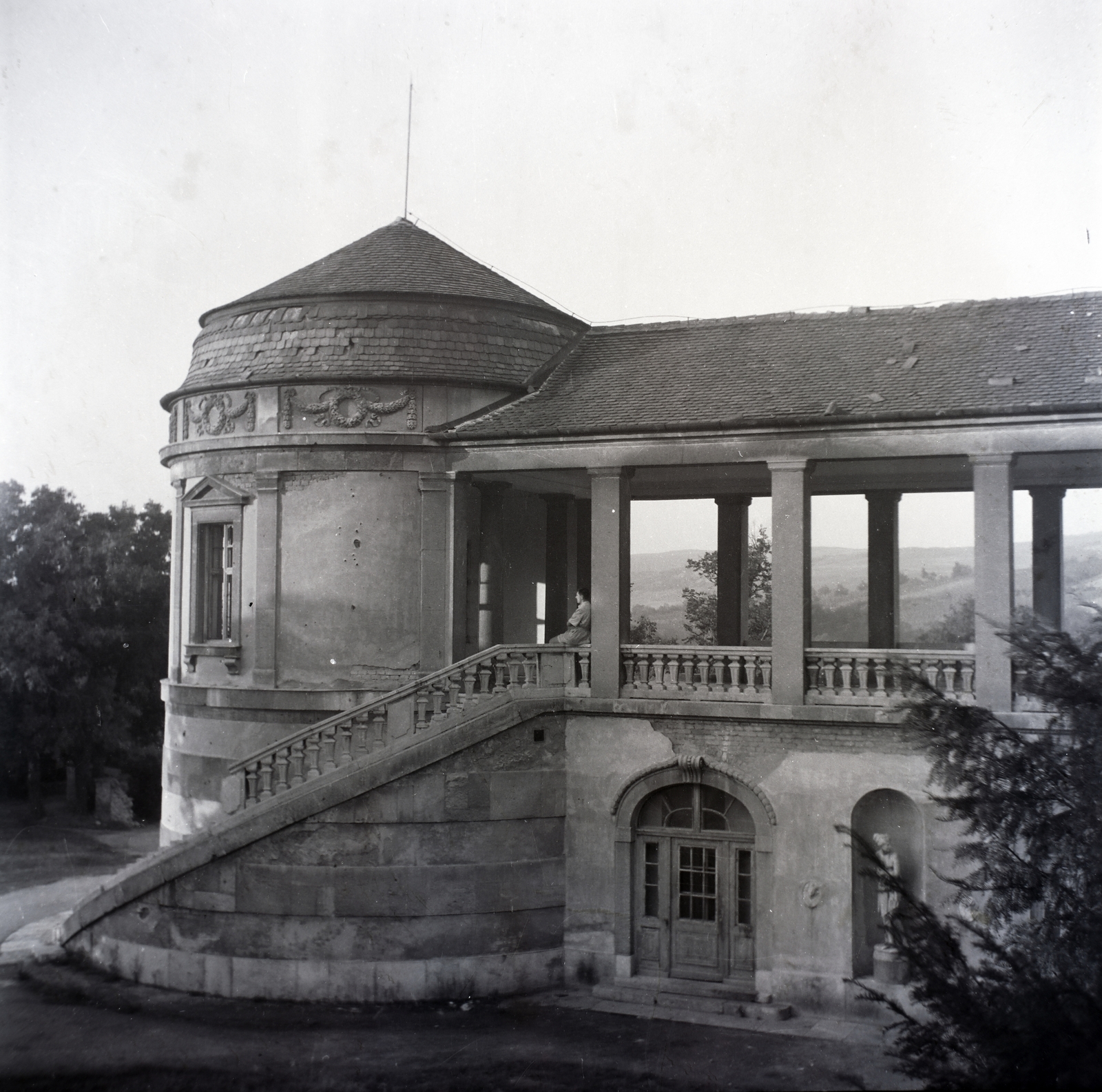 Hungary, Iszkaszentgyörgy, Amadé-Bajzáth-Pappenheim kastély., 1940, Kurutz Márton, castle, railing, Fortepan #10086