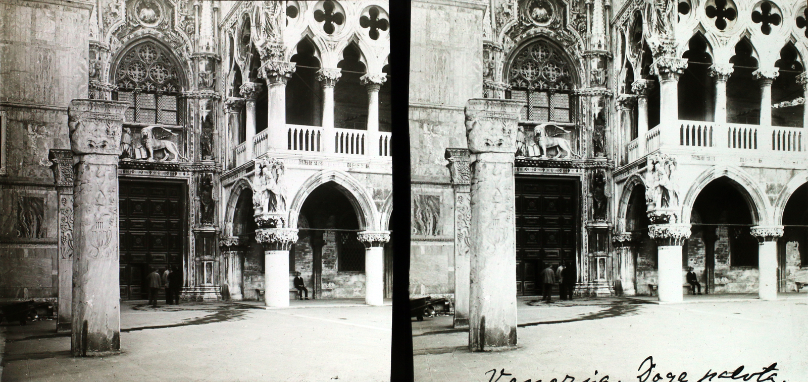 Italy, Venice, Dózse-palota., 1910, Kiss László, stereophoto, winged lion-portrayal, Fortepan #101102