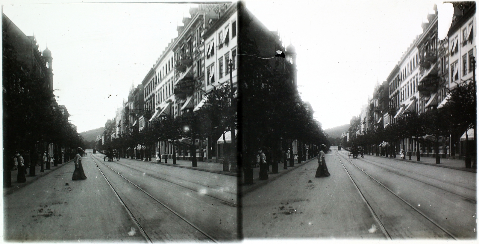 Switzerland, Zurich, Bahnhofstrasse, jobbra a Hotel National., 1910, Kiss László, stereophoto, Fortepan #101105