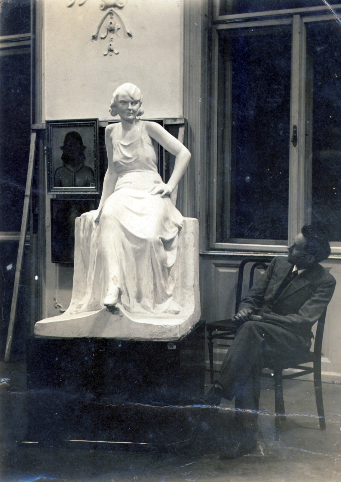 1941, Zsivkov Anita - Koós Árpád / Kocsis András fényképei, man, statue plans, Fortepan #101163