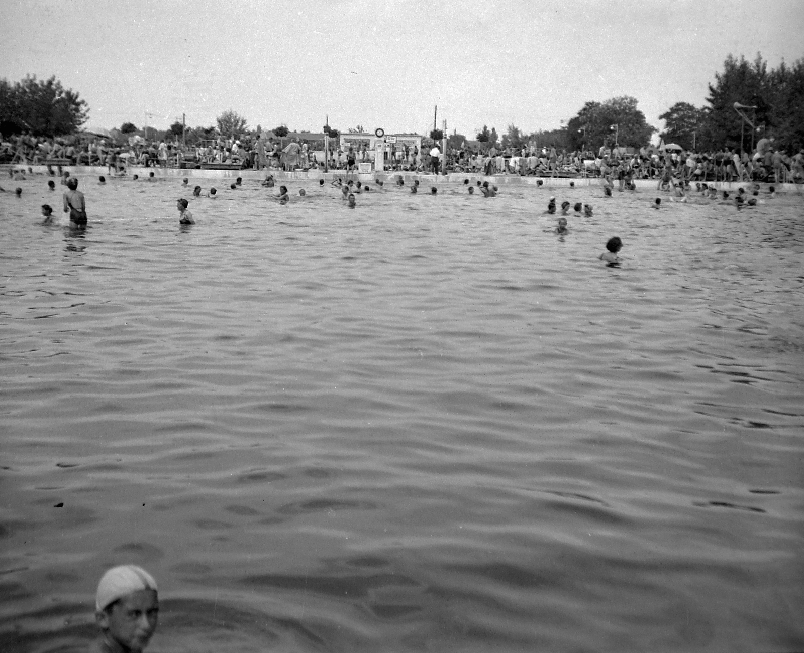 Hungary, Hajdúszoboszló, strand., 1950, Kurutz Márton, swimming pool, Budapest, Fortepan #10161