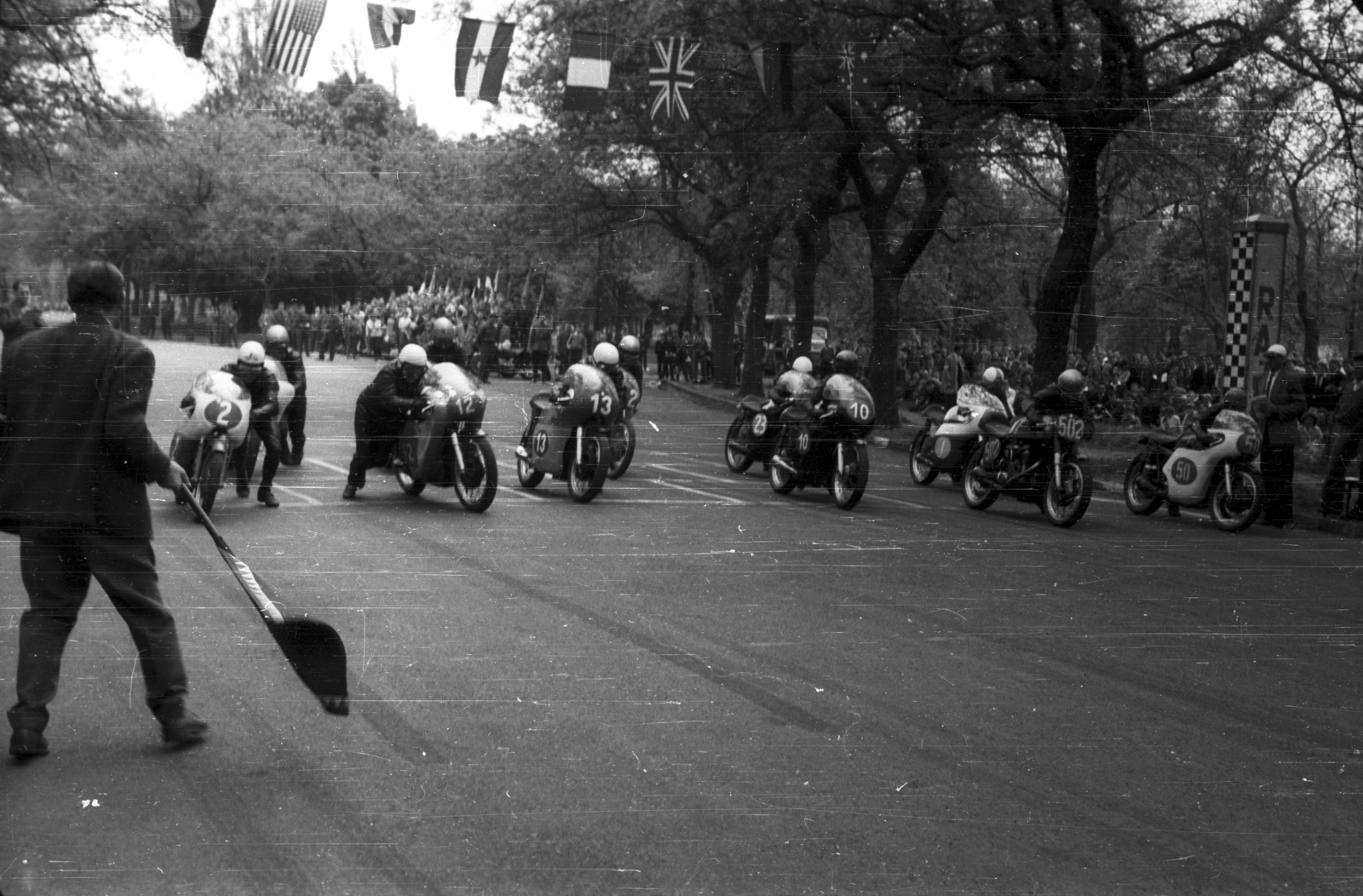 Hungary, People's Park, Budapest X., Nemzetközi és bajnoki gyorsasági motorverseny., 1964, Sugár Ferenc, motorcycle race, Budapest, Fortepan #101676