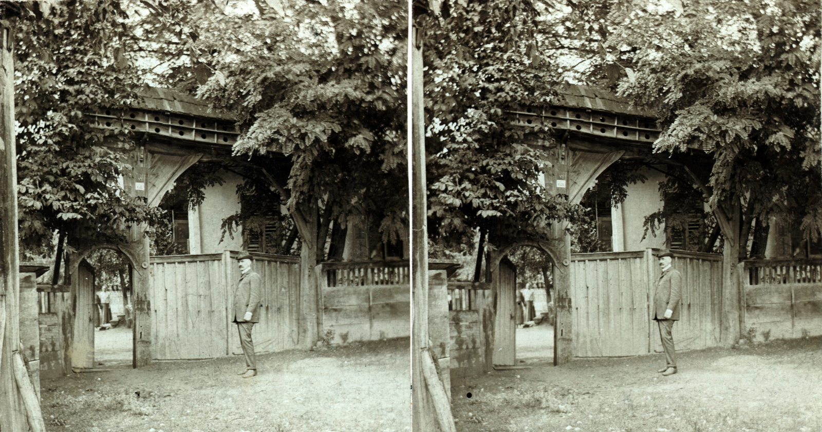 Romania,Transylvania, Covasna, székely kapu., 1905, Fortepan/Album007, dovecote, stereophoto, sekler gate, Fortepan #101882