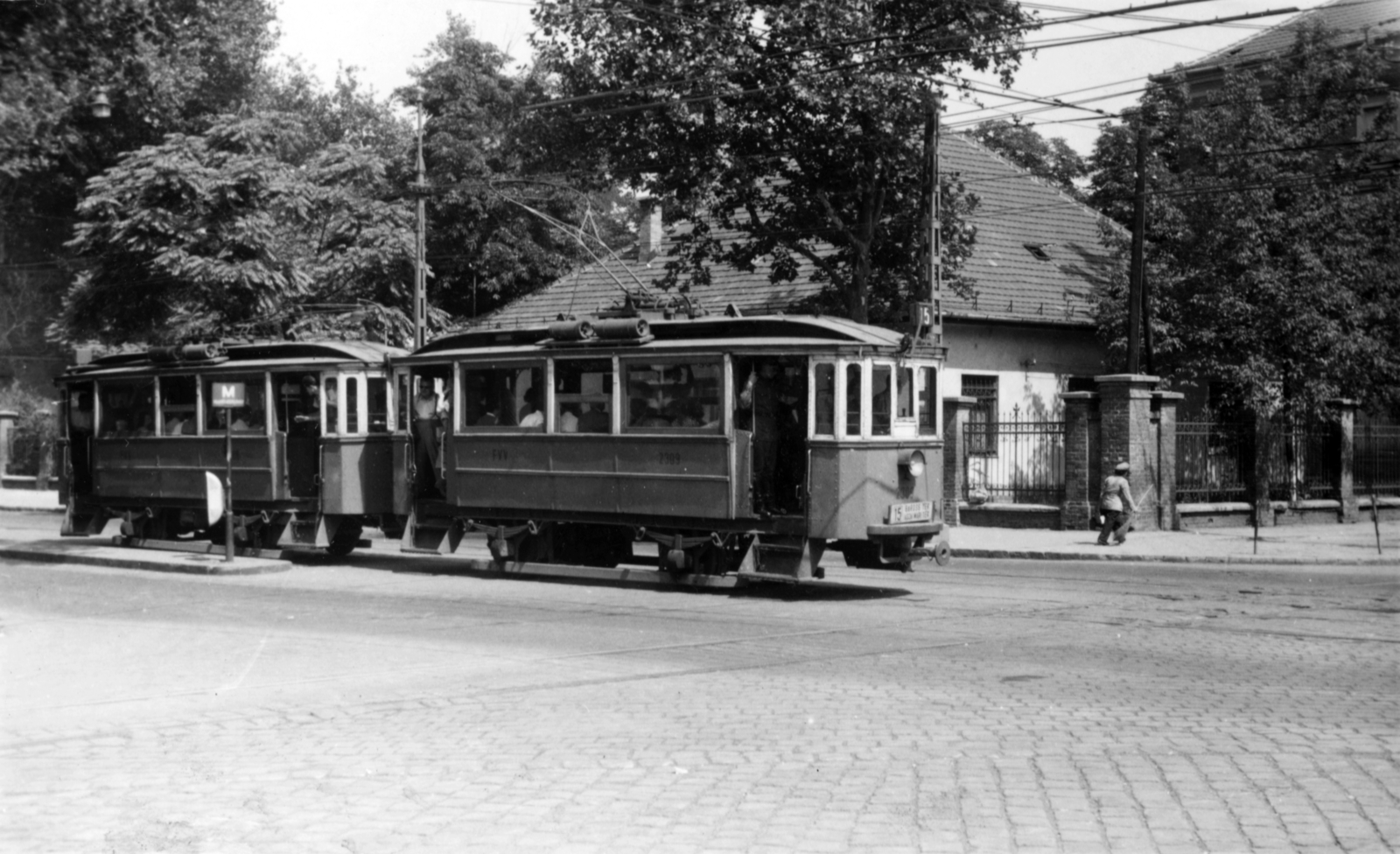 Hungary, Budapest XIII., Lehel utca - Dózsa György út kereszteződés., 1955, Fortepan, destination sign, Budapest, public transport, public transport line number, tram, Fortepan #101916