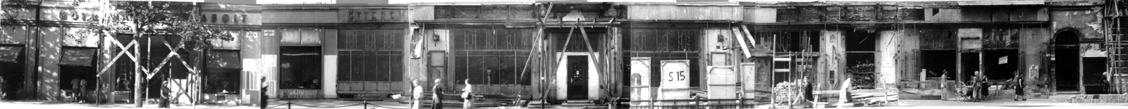 Hungary, Budapest VI., Oktogon (November 7. tér) 2., az Abbázia kávéház átépítése. A kép forrását kérjük így adja meg: Fortepan / Budapest Főváros Levéltára. Levéltári jelzet: HU_BFL_XV_19_c_11, 1957, Budapest Főváros Levéltára / Városrendezési és Építészeti Osztályának fényképei, A Fővárosi Tanács VB Városrendezési és Építészeti Osztályának, Budapest, panoramic photography, Fortepan #103074