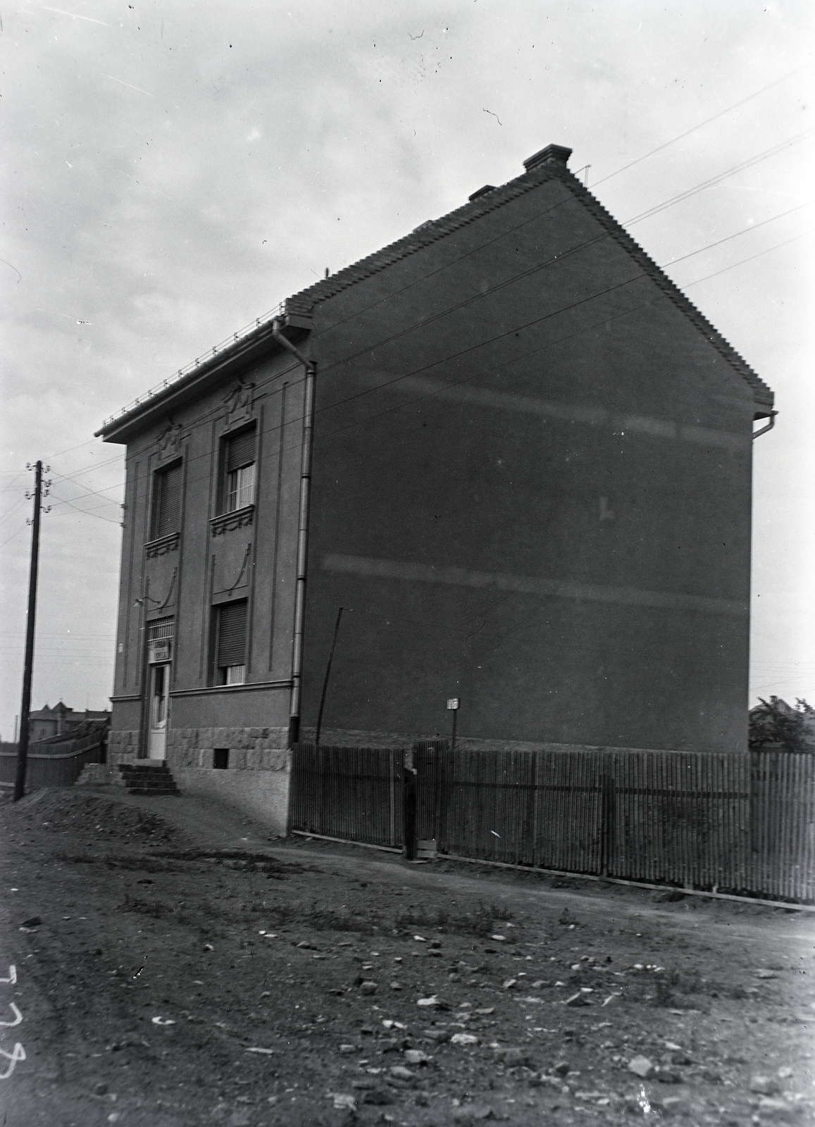 1932, Kurutz Márton, villanyoszlop, léckerítés, ház, Fortepan #10481