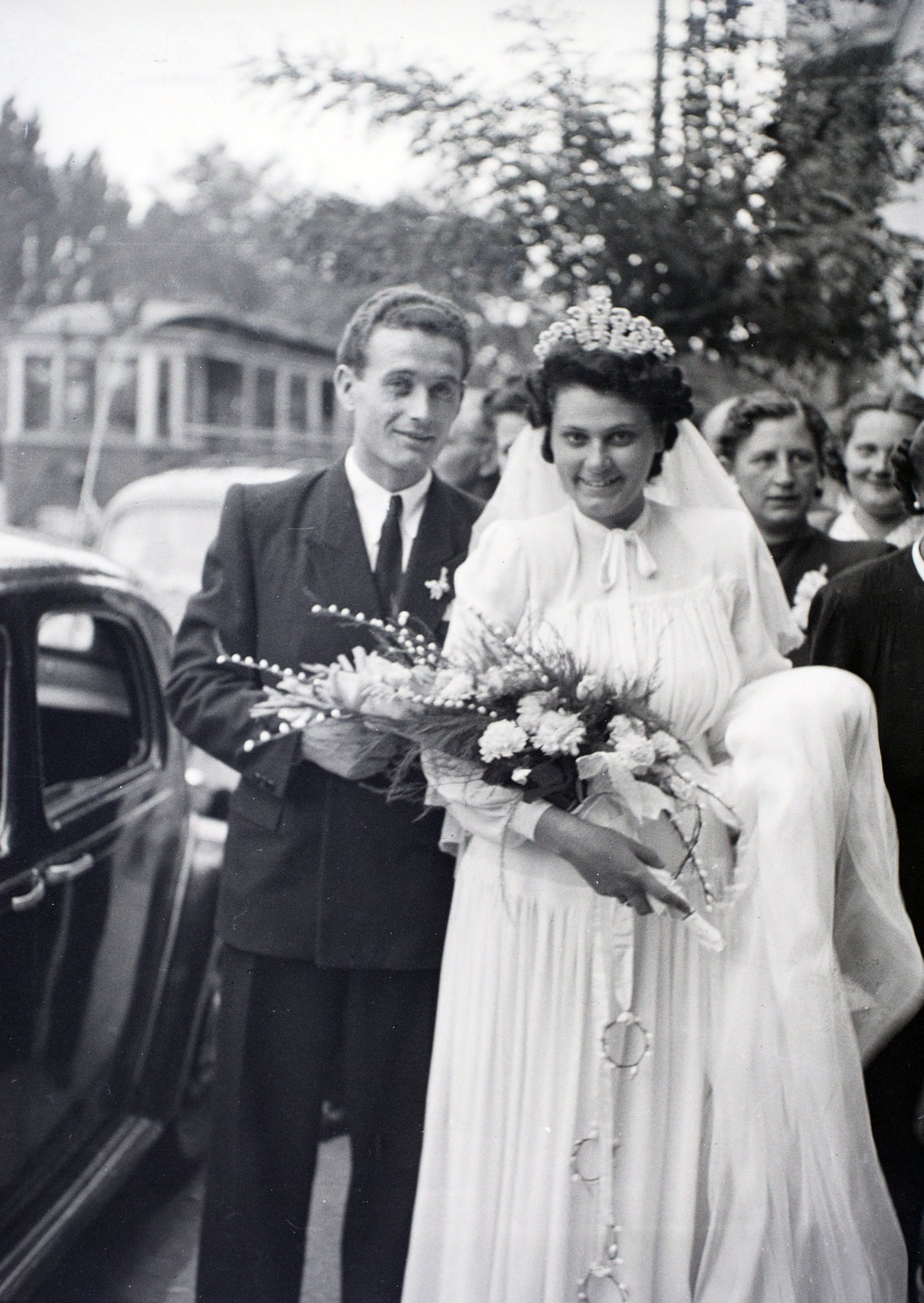 Hungary, 1947, Hámori Gyula, Budapest, wedding ceremony, bride, groom, Fortepan #104815