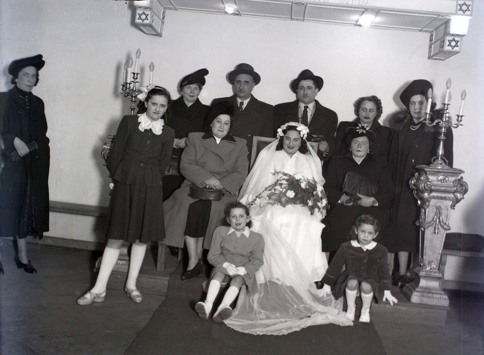 Hungary, Budapest VII., a Kazinczy utcai orthodox központ, Sasz Chevra imaház., 1948, Hámori Gyula, Budapest, bride, tableau, Fortepan #104898
