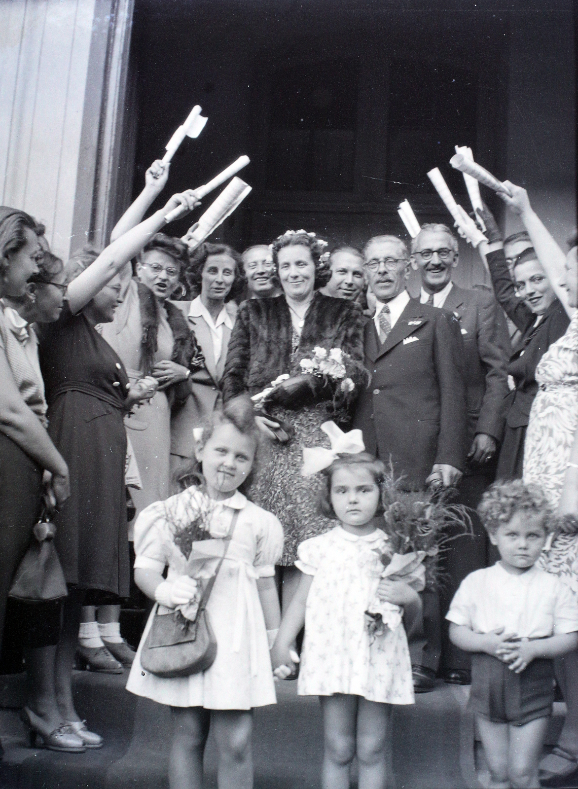 Hungary, 1948, Hámori Gyula, Budapest, girl, bride, groom, kid, Fortepan #105317