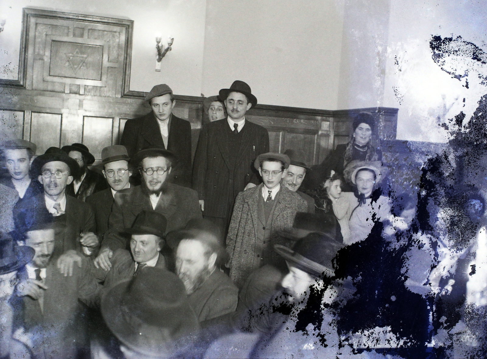 Hungary, Budapest VII., Kazinczy utcai orthodox központ, díszterem., 1948, Hámori Gyula, judaism, Budapest, yellow star, erroneous photo, Fortepan #105337