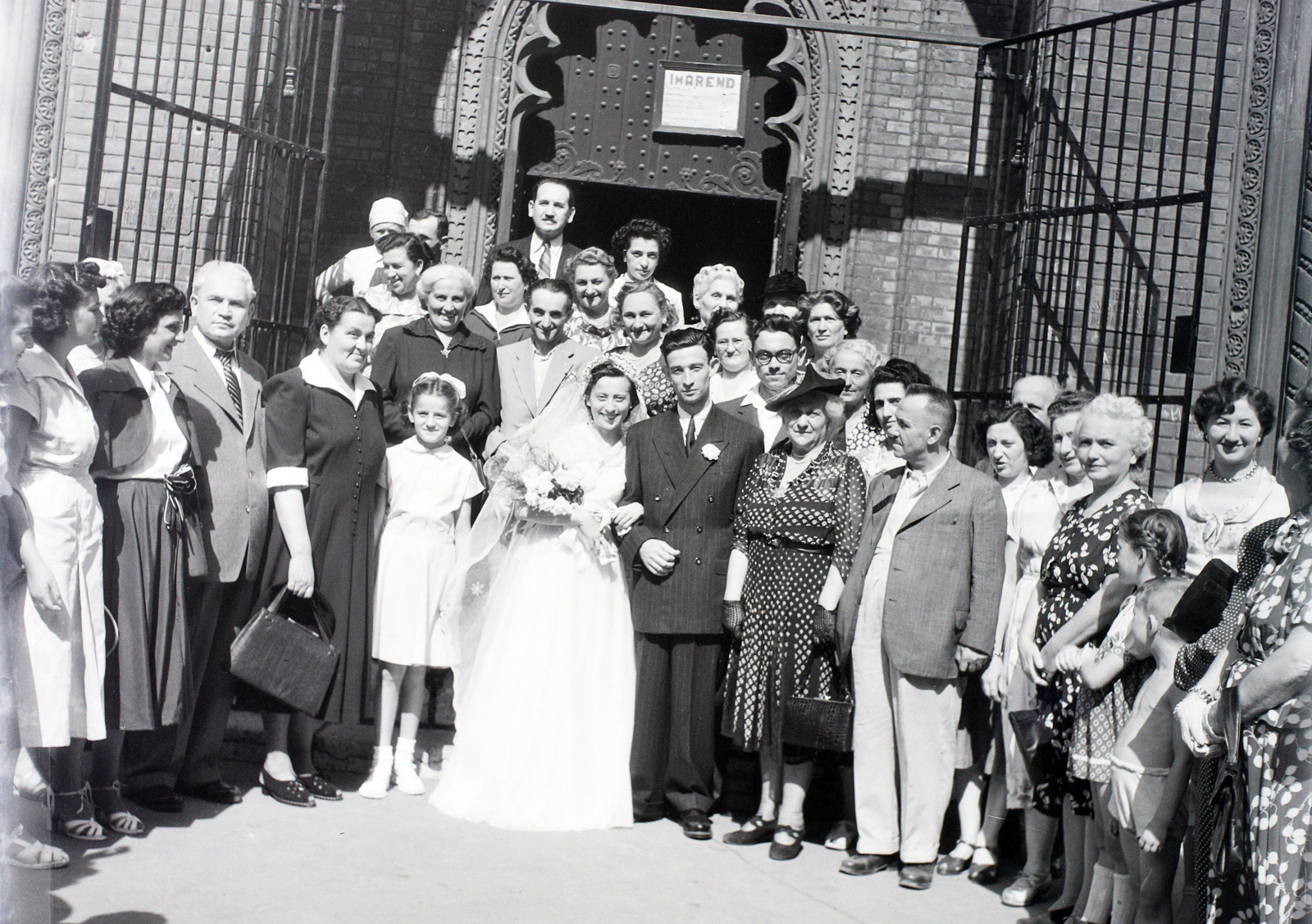 Hungary, Budapest VII., Dohány utca, zsinagóga., 1949, Hámori Gyula, Budapest, wedding ceremony, Fortepan #105450