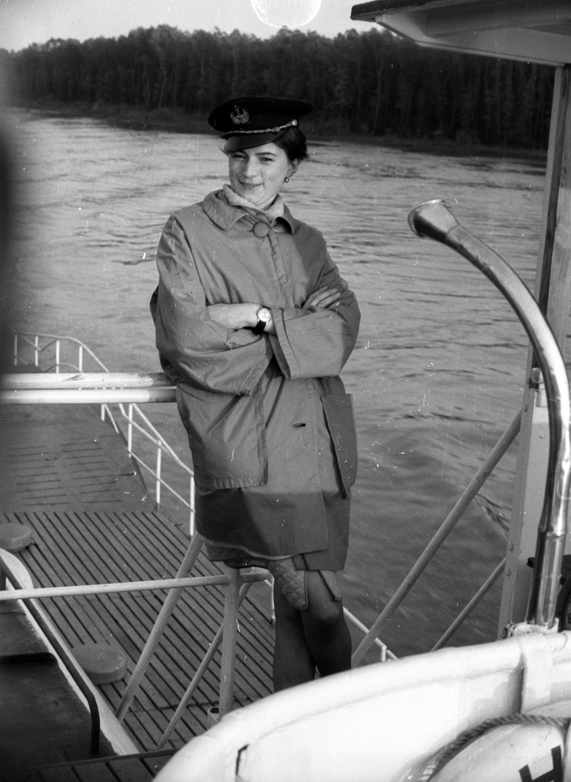 Szerbia, a felvétel a Felszabadulás gőzhajó fedélzetén, az Írószövetség jugoszláviai útján készült., 1965, Hunyady József, karba tett kéz, Fortepan #105899