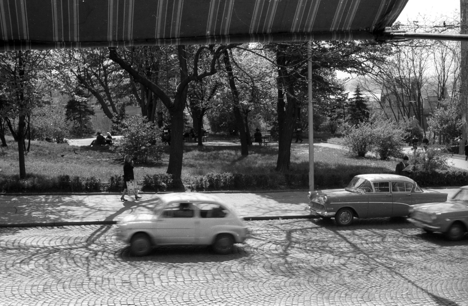 1965, Hunyady József, kockakő, automobil, Opel Rekord P1, Fiat 600, napellenző, Ford Taunus P4, Fortepan #106028
