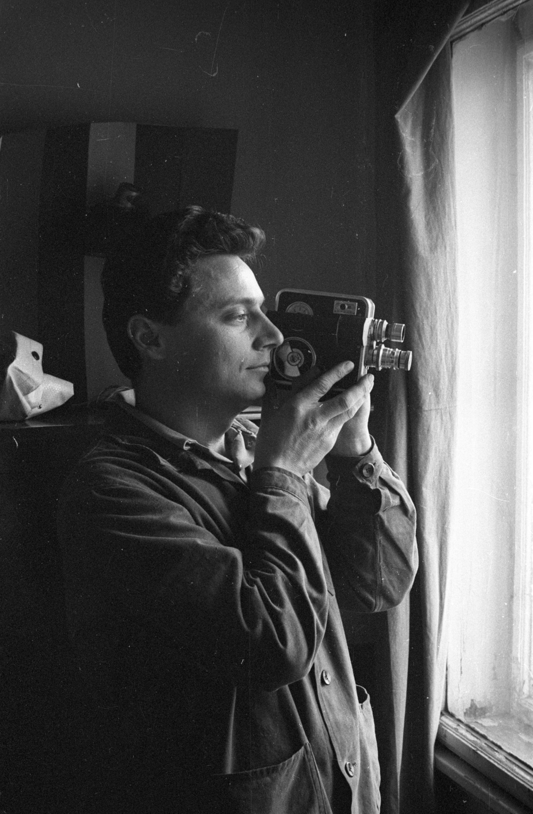 1964, Hunyady József, filmkamera, arc profil, Fortepan #106219