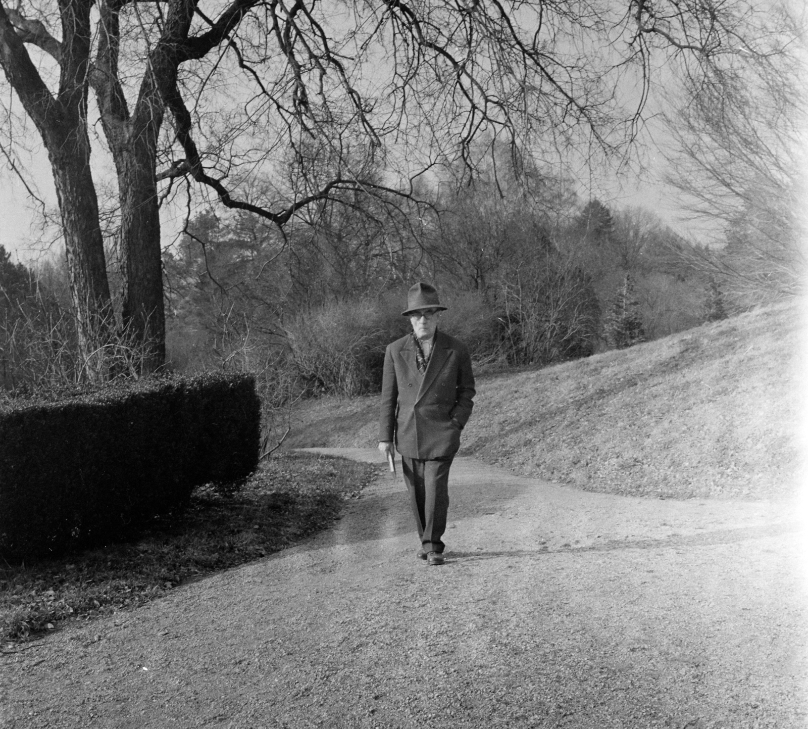 Magyarország,Balaton, Szigliget, Esterházy-kastély, az Írók Alkotóházának parkja. Kassák Lajos író, költő, képzőművész., 1965, Hunyady József, Fortepan #106355