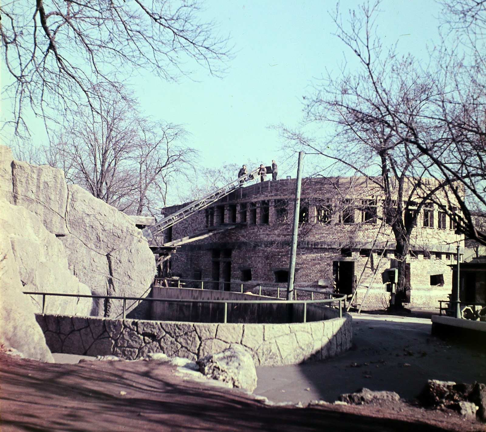 Magyarország, Városliget,Állatkert, Budapest XIV., a Zsiráfház építkezése., 1964, Hunyady József, színes, építkezés, Budapest, állatkert, Fortepan #106410