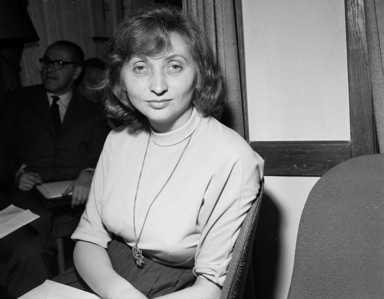 Hungary, Budapest VI., Kerényi Grácia költő. A felvétel az Írószövetség Bajza utca 18. alatti székházában készült., 1964, Hunyady József, Budapest, Fortepan #106458