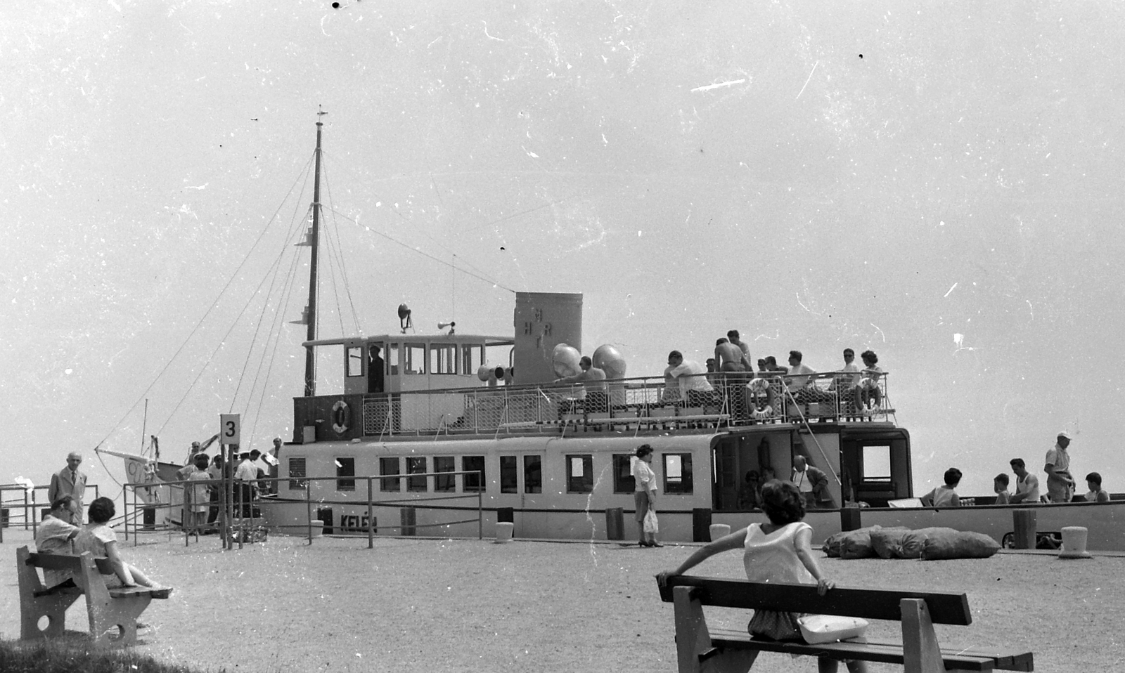 Hungary, Balatonfüred, kikötő, Kelén motoros személyhajó., 1964, Fortepan, transport, ship, steamboat, Kelén ship, Fortepan #10646