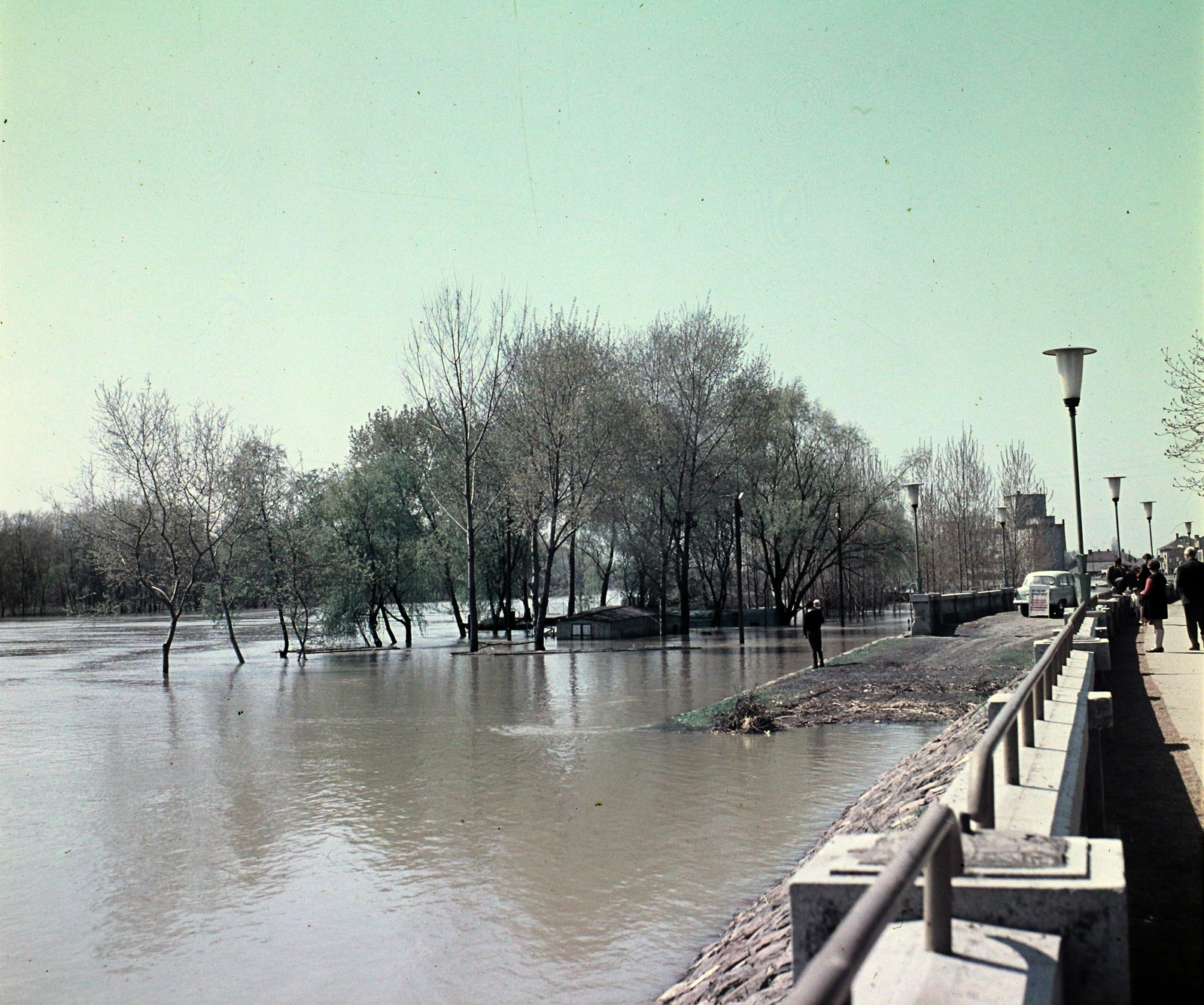 Magyarország, Szolnok, Tisza-part., 1964, Hunyady József, színes, árvíz, Fortepan #106505