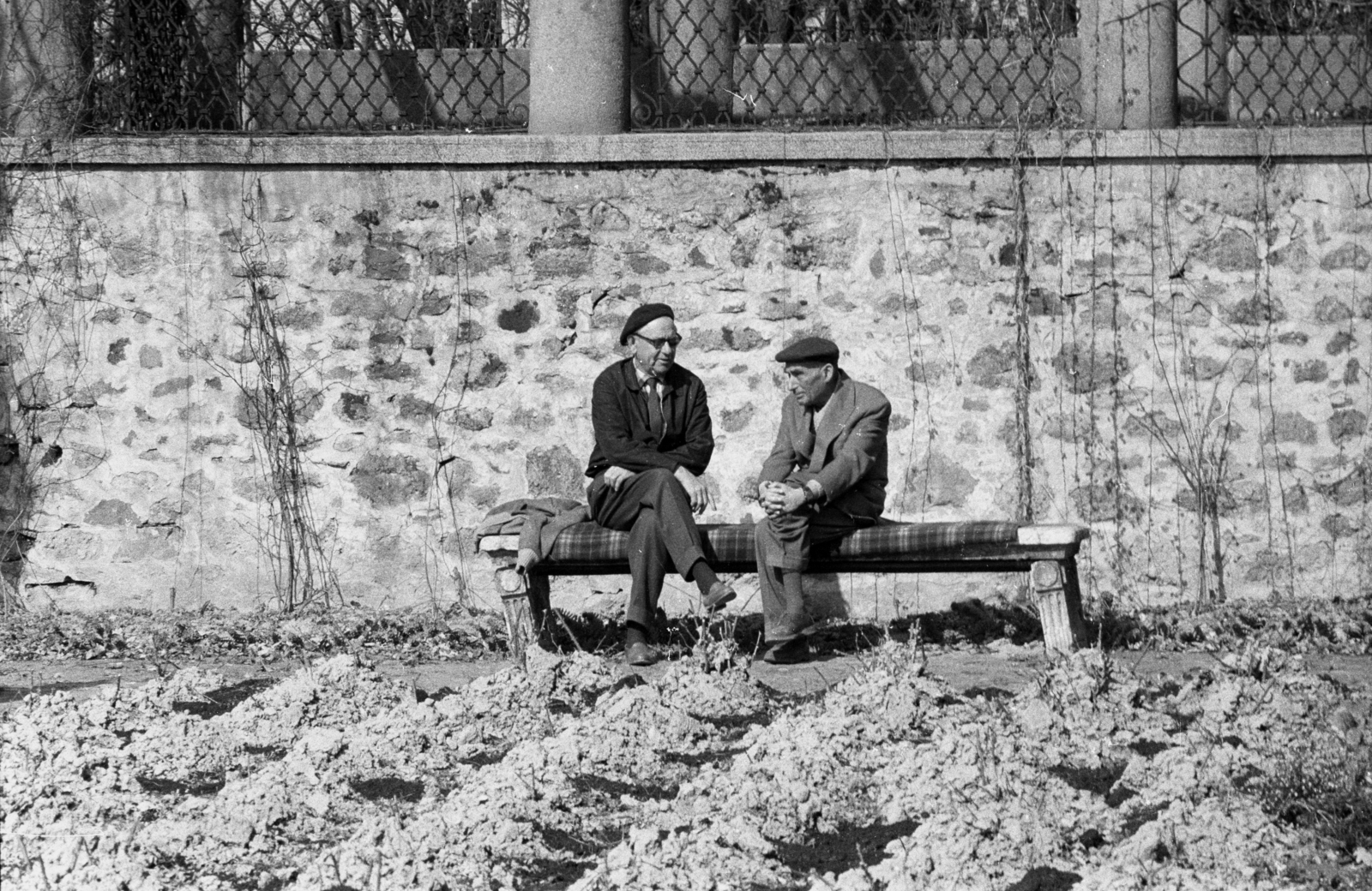 Hungary,Lake Balaton, Szigliget, Esterházy-kastély, az Írók Alkotóházának parkja. Fekete István író és Majoros István író, műfordító, filmesztéta, filmkritikus., 1966, Hunyady József, Fortepan #107251