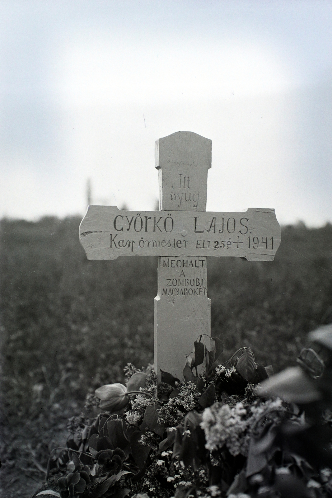 Serbia, Sombor, 1941, Kókány Jenő, grave, cross, Fortepan #107509