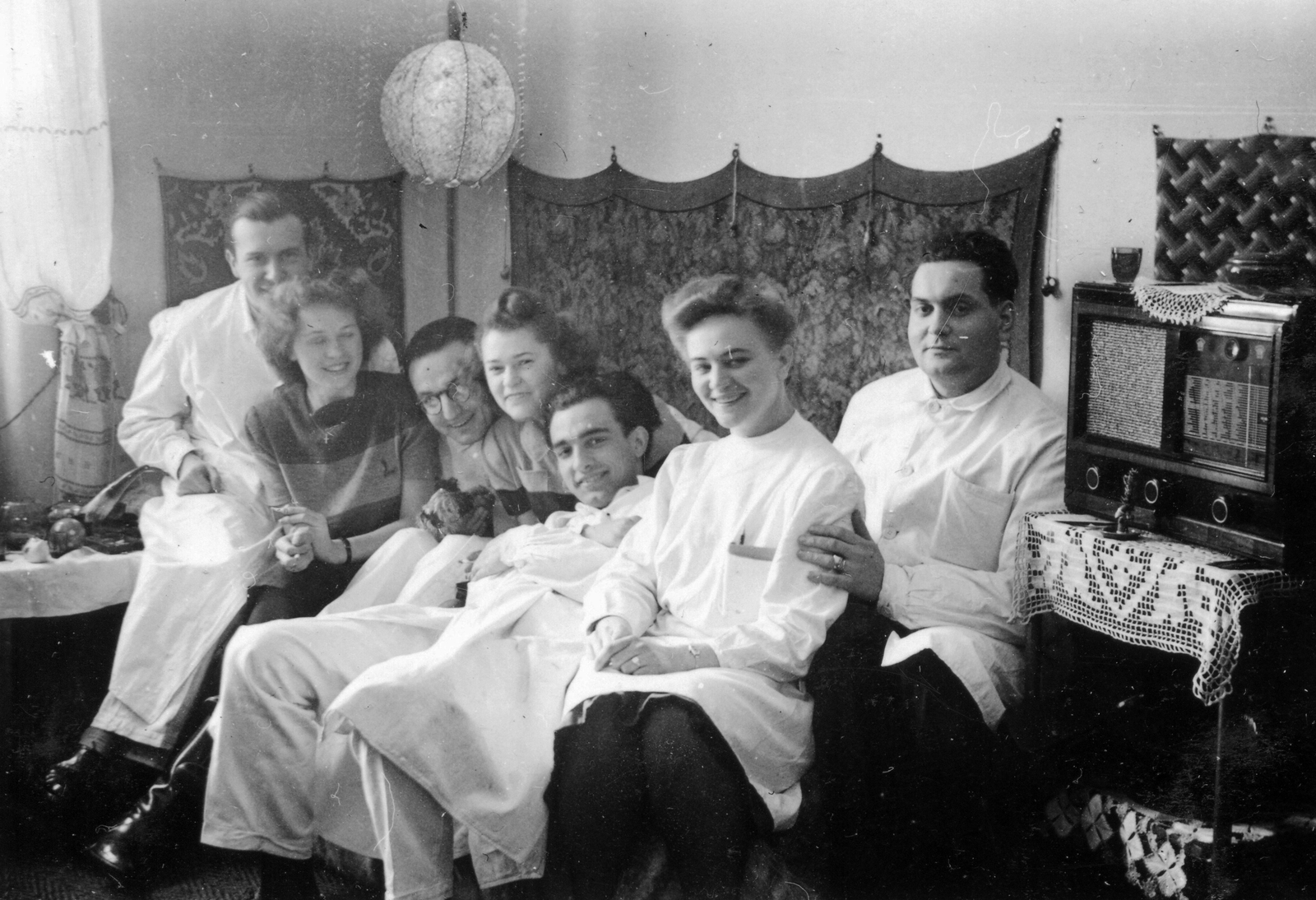 1945, Mészöly Leonóra, doctor, radio, fun, Orion-brand, tableau, Fortepan #10821