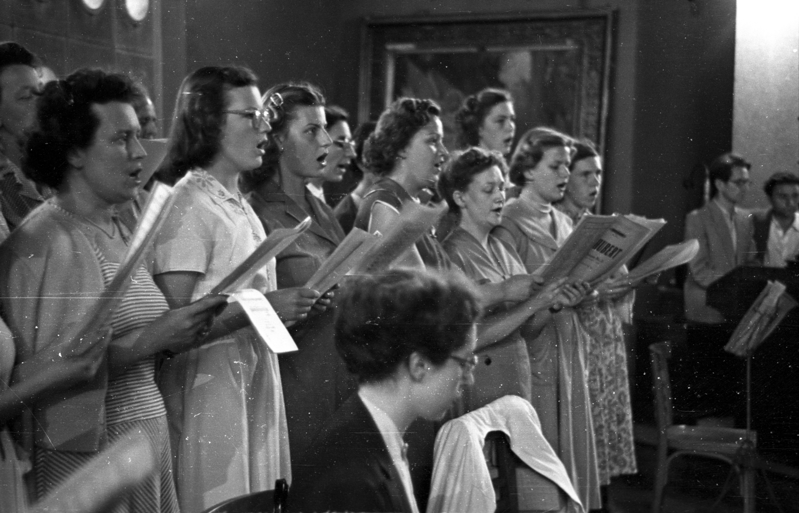 1956, Hámori Gyula, choir, Fortepan #108502