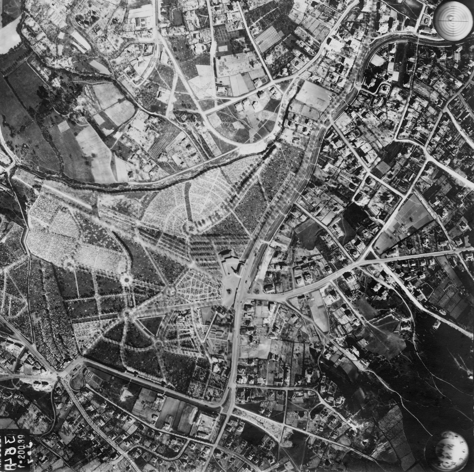 Hungary, Budapest, A felvétel 1944. április 14-én készült., 1944, Magyar Királyi Honvéd Légierő, aerial photo, Fortepan #109109