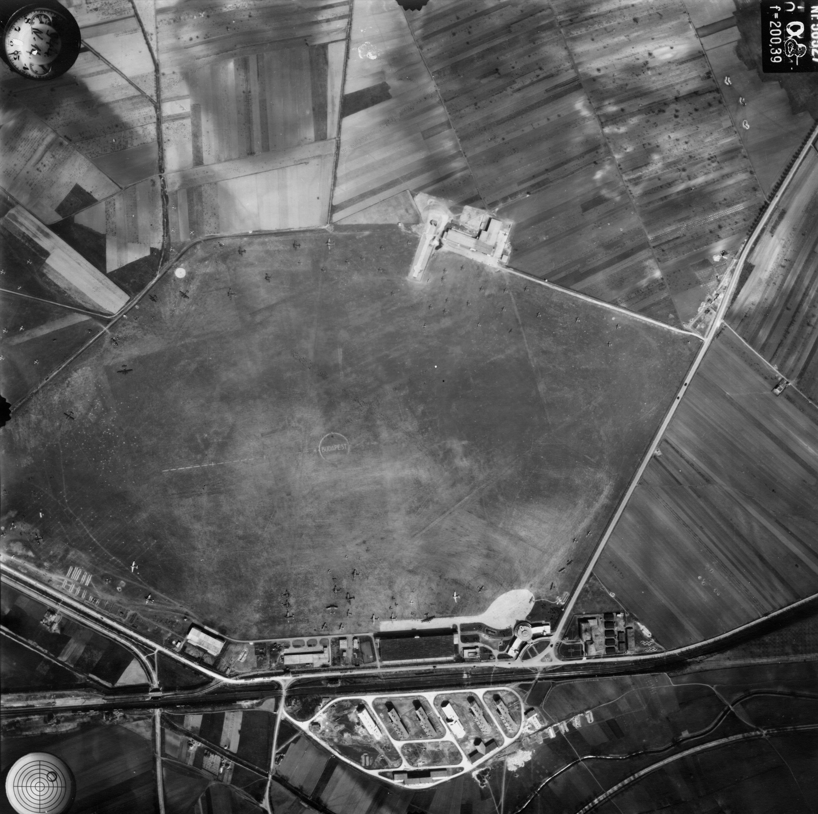 Hungary, Budapest XI., légifotó a Budaörsi repülőtérről. A felvétel 1944. április 14-én készült., 1944, Magyar Királyi Honvéd Légierő, aerial photo, Budapest, Fortepan #109139