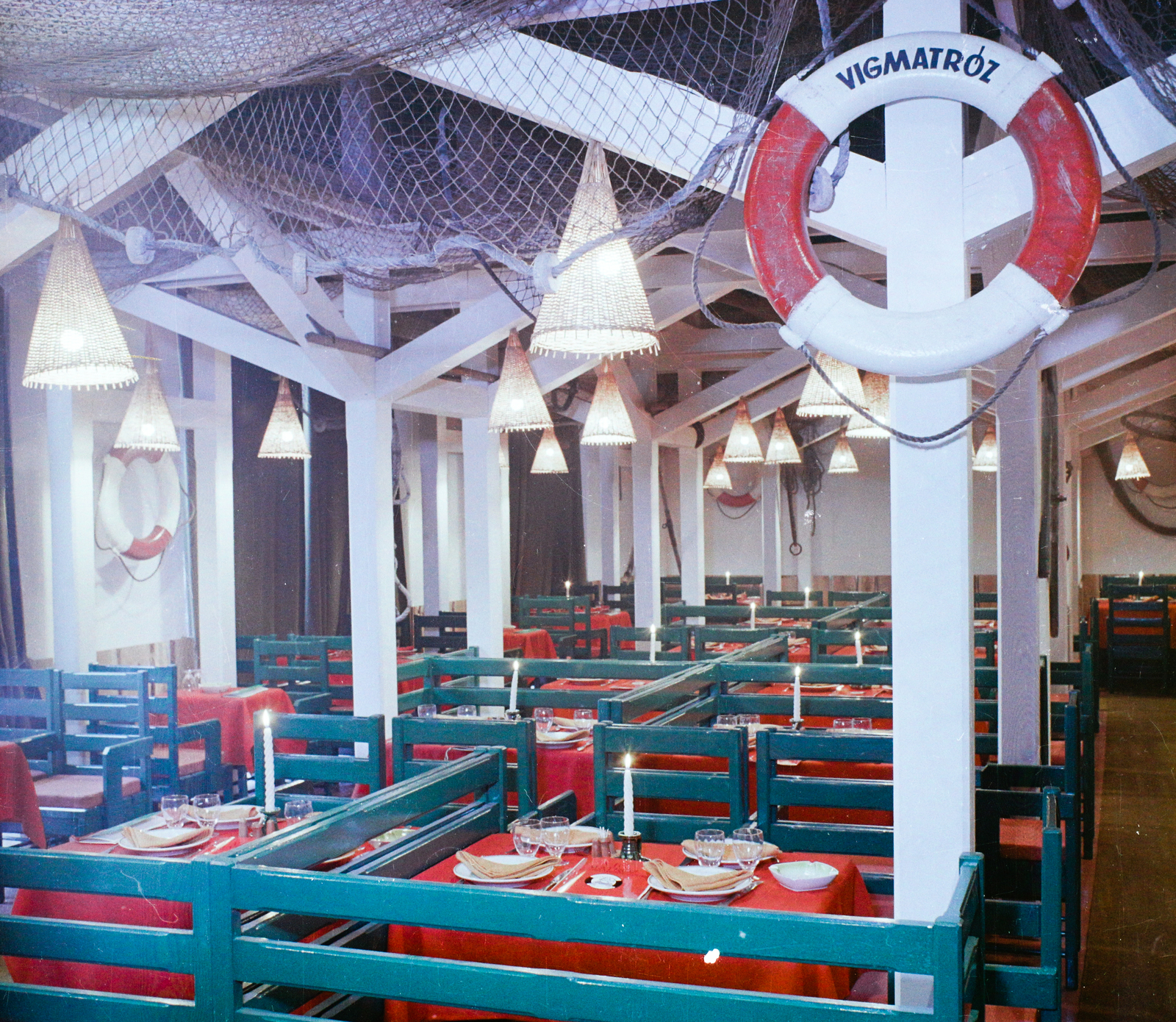 Hungary, Budapest XIII., Szent István körút 16., Víg Matróz étterem., 1969, Bauer Sándor, colorful, restaurant, Budapest, lifebelt, Fortepan #109709