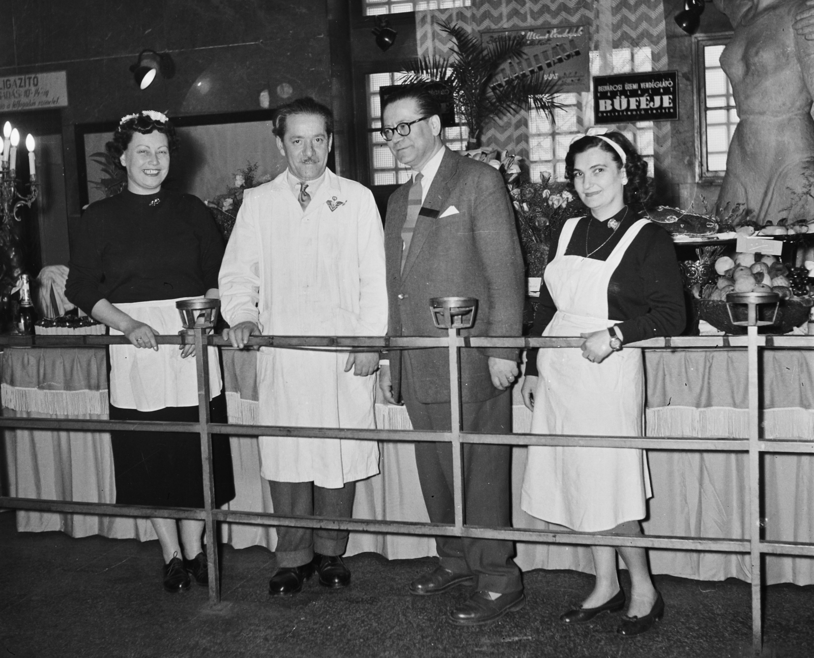 Hungary, 1959, Bauer Sándor, label, sculpture, buffet, Fortepan #110359