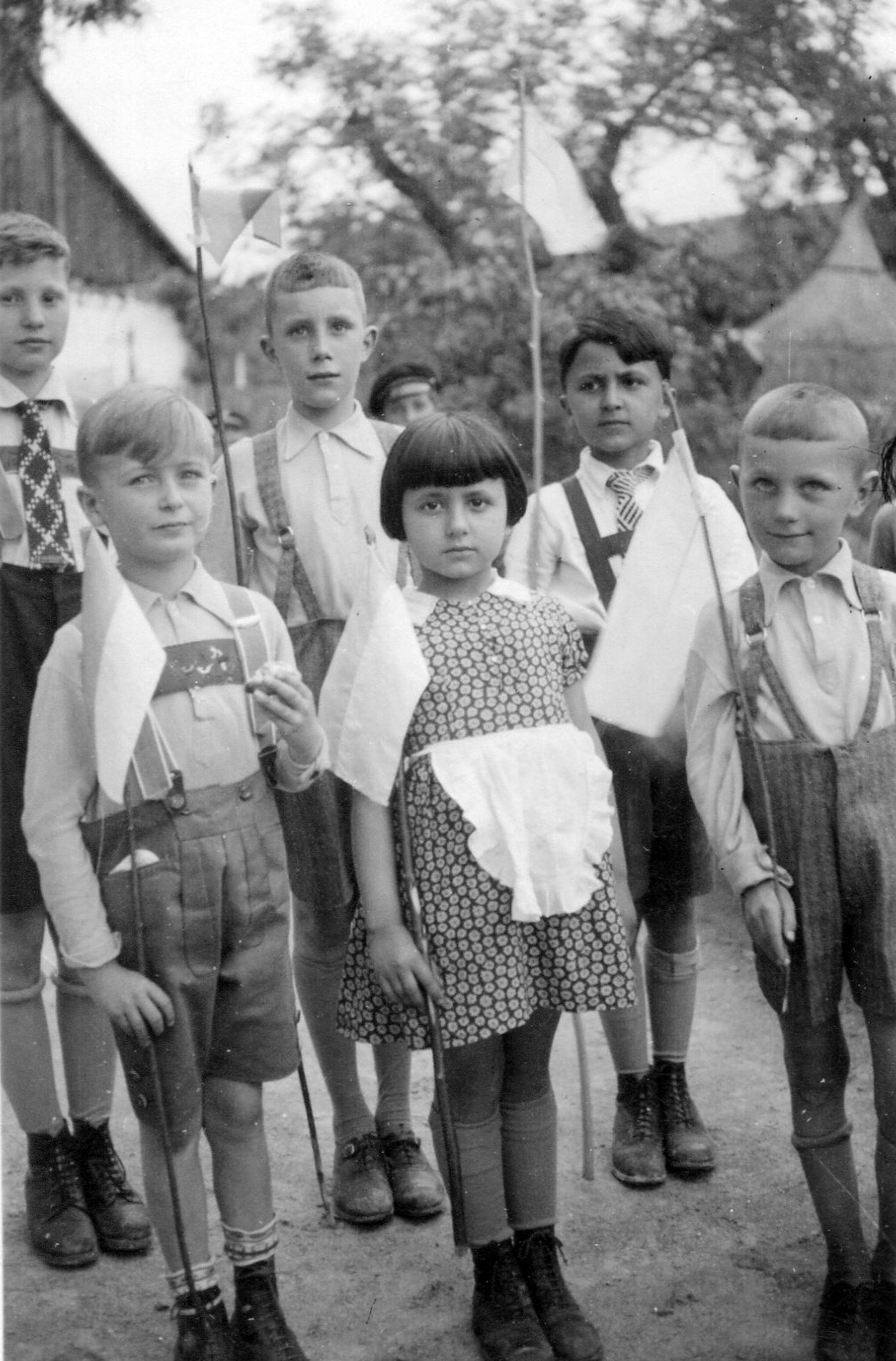 1933, Mészöly Leonóra, kid, flag, toy, plaing soldier, Fortepan #11036