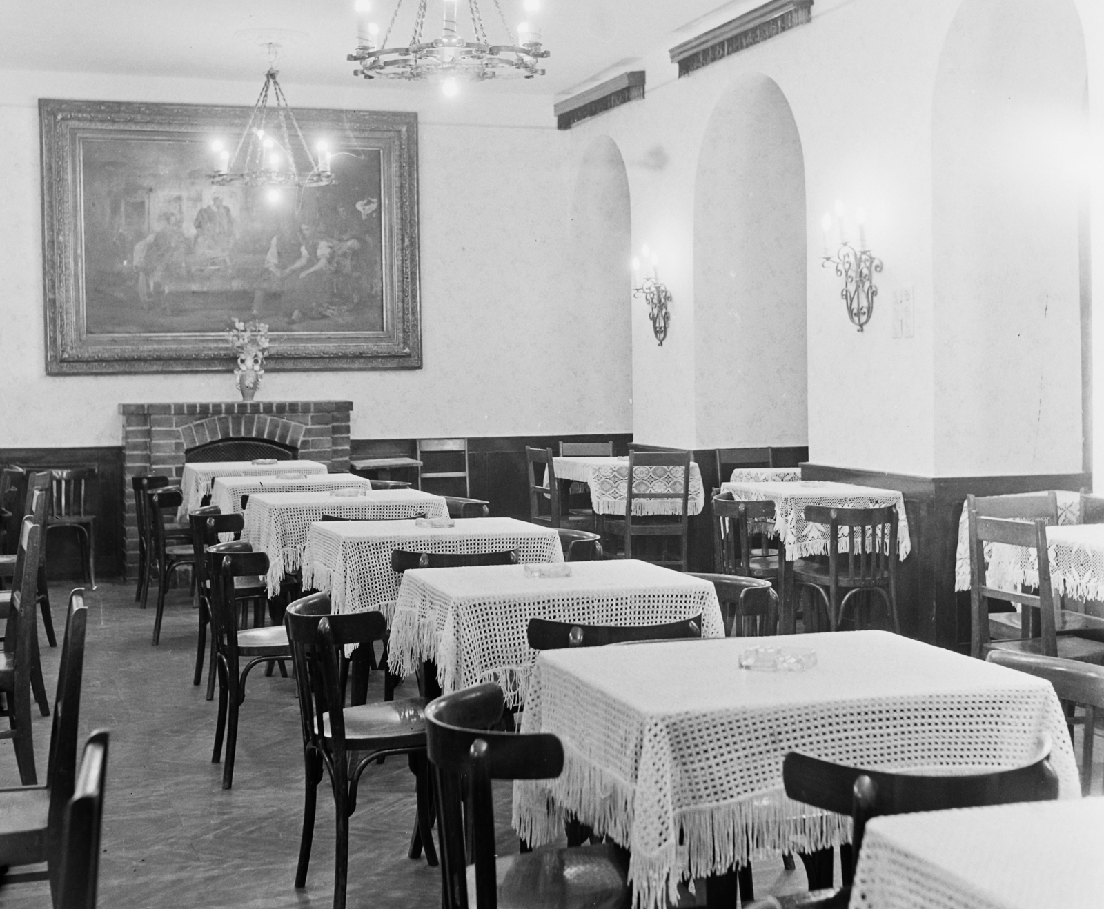 Hungary, Budapest VIII., Rákóczi út 47., Erkel (Hauer) cukrászda., 1960, Bauer Sándor, restaurant, restaurant, pastry shop, painting, Budapest, Fortepan #110551