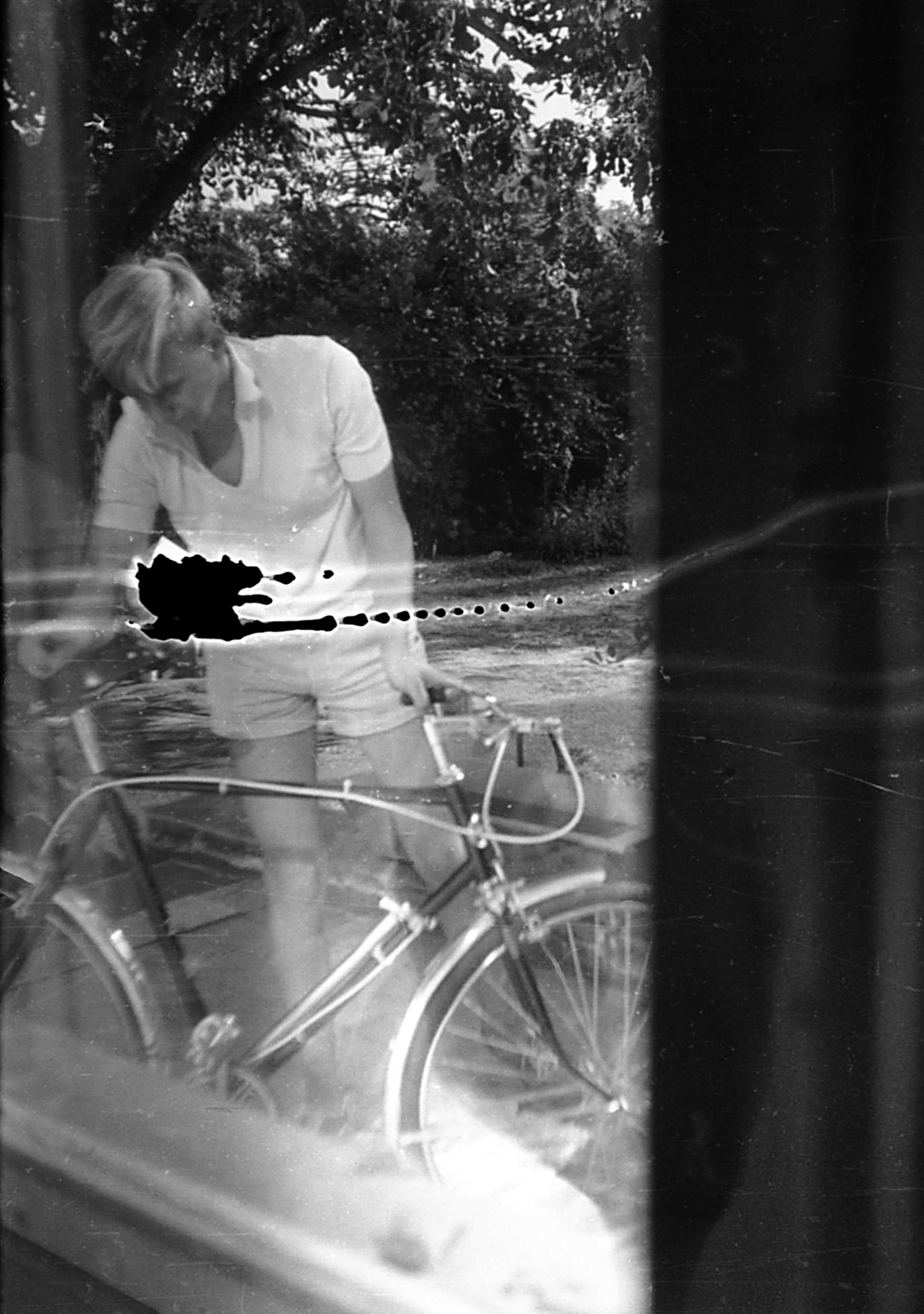 Csepel SR 26 kerékpár., 1966, Mészöly Leonóra, kerékpár, Csepel SR26, szőkehajú, sérült kép, Fortepan #11075