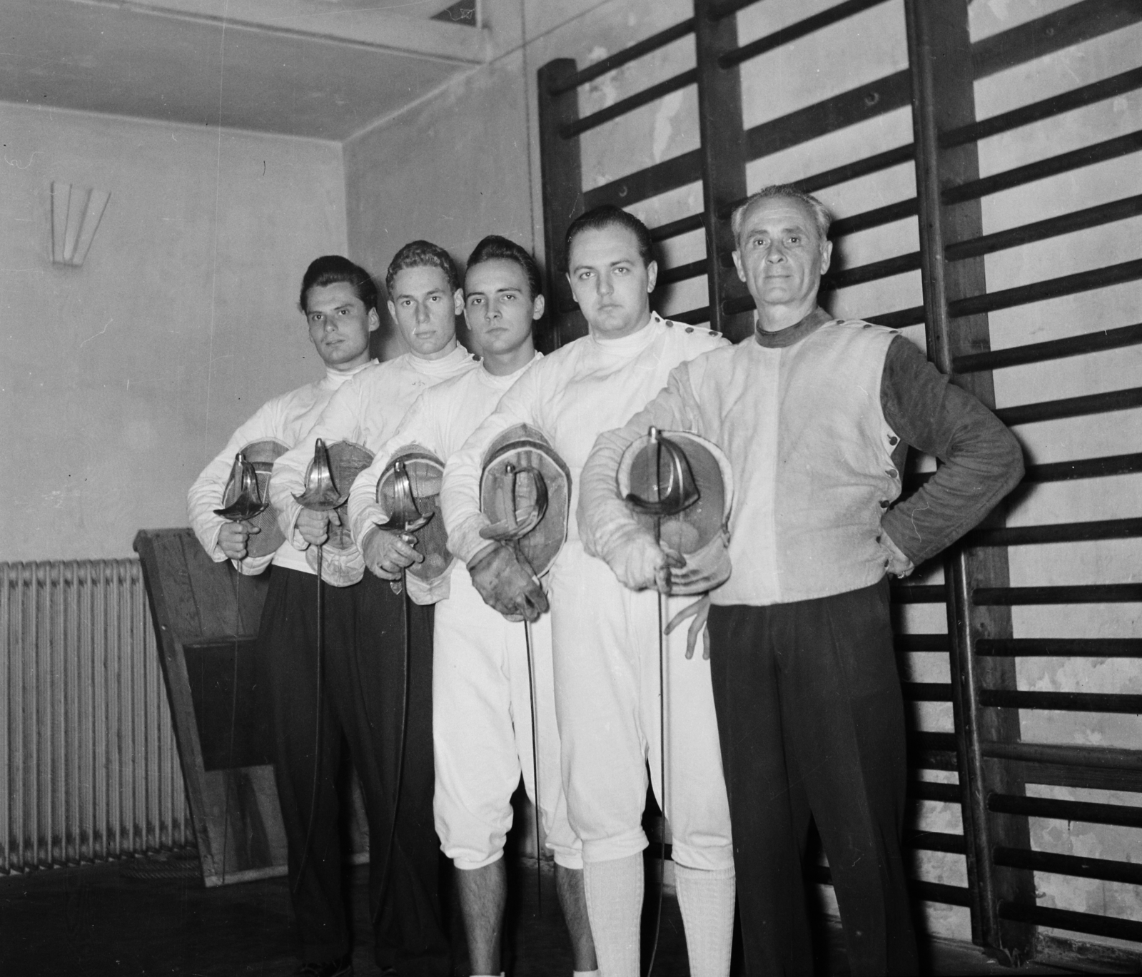 1958, Bauer Sándor, men, gym, fencer, Fortepan #111905