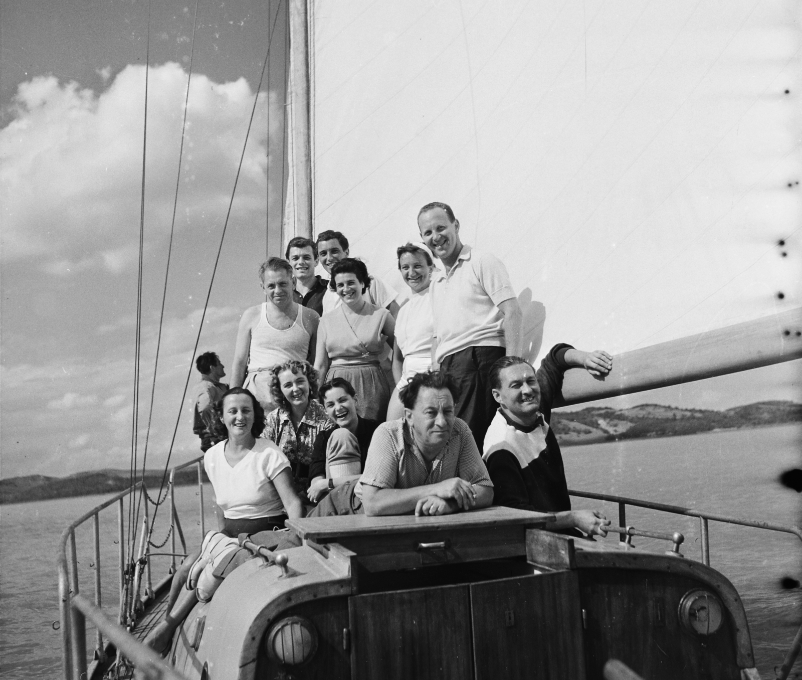 Hungary,Lake Balaton, Szaturnusz vitorlás., 1960, Bauer Sándor, sailboat, tableau, Fortepan #113221