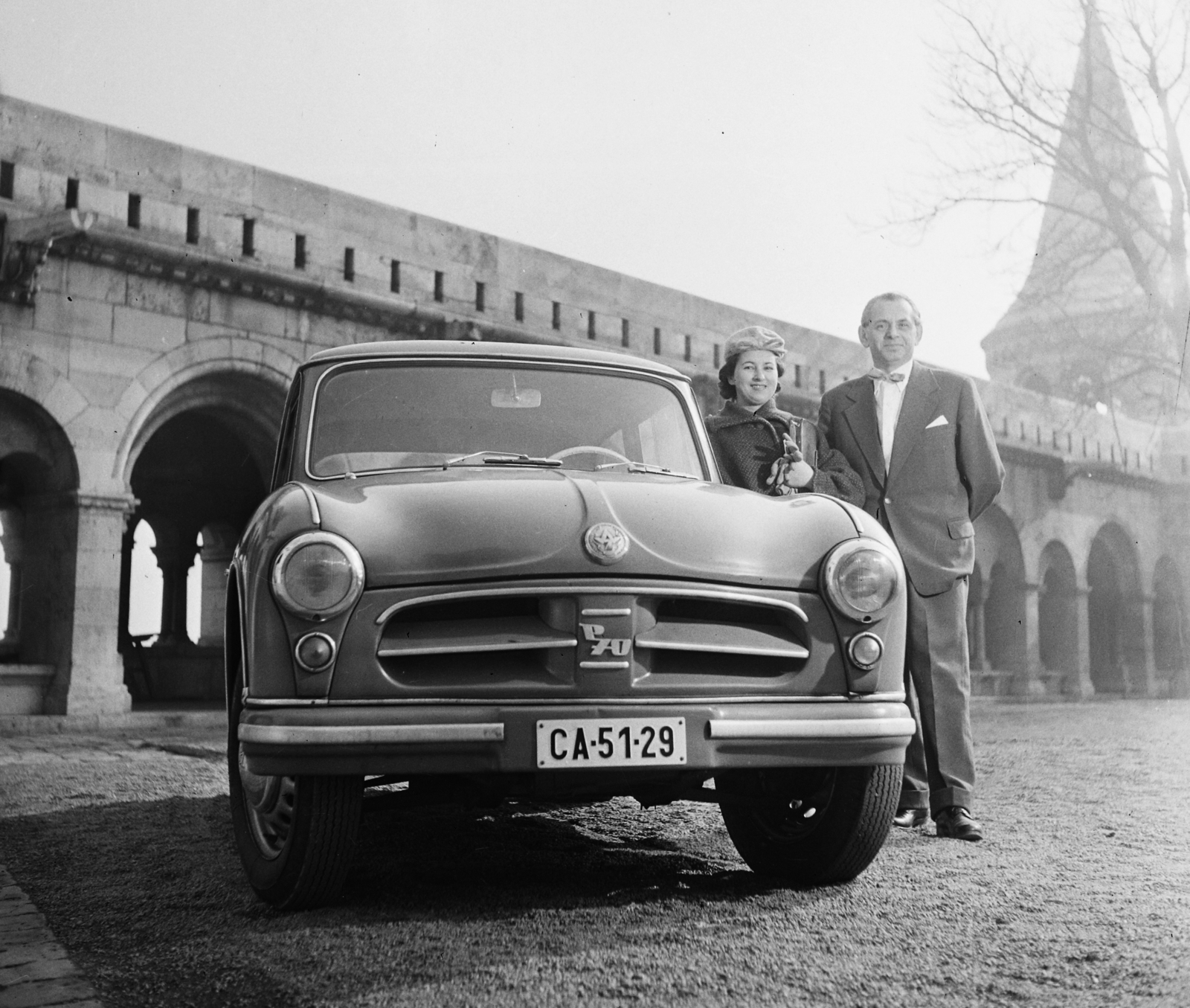Hungary, Halászbástya, Budapest I., 1960, Bauer Sándor, number plate, AWZ-brand, Budapest, Fortepan #113312