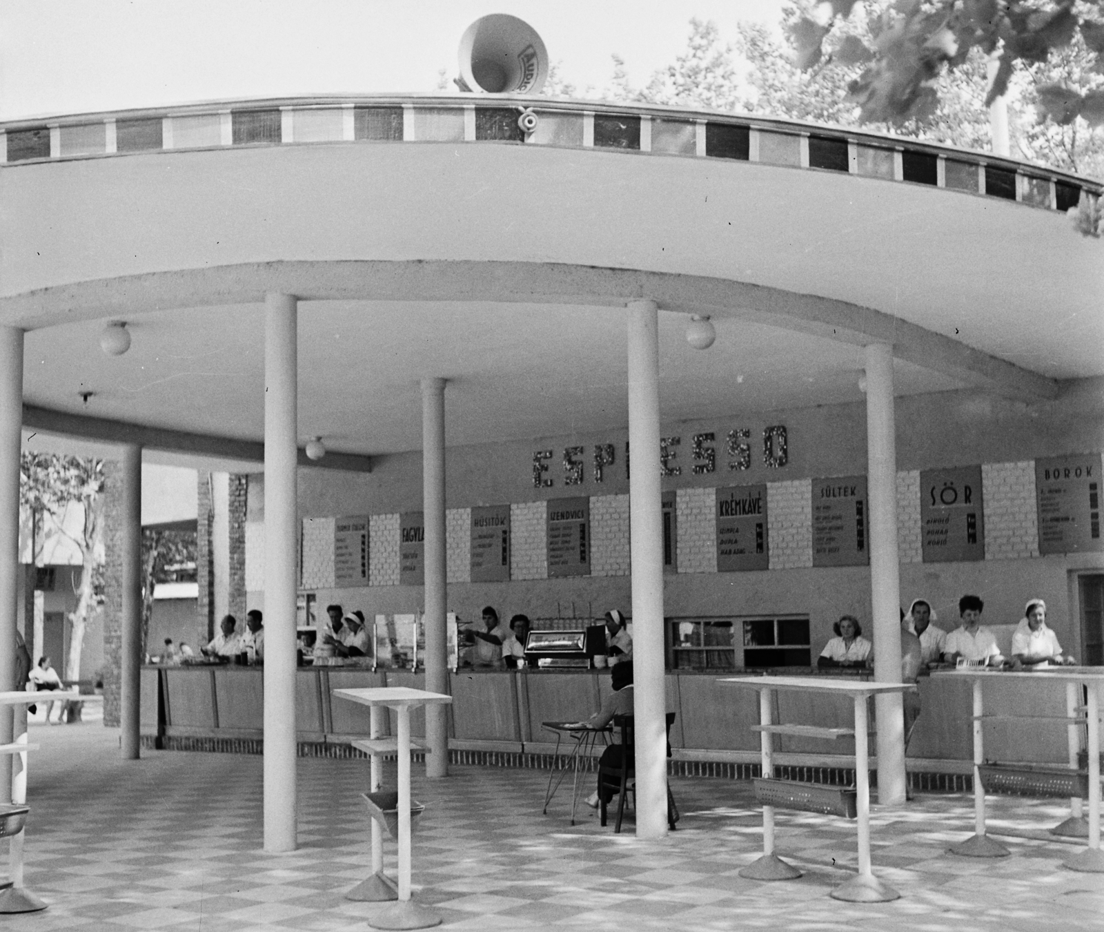 Hungary,Lake Balaton, Siófok, Petőfi sétány, strand, büfé., 1959, Bauer Sándor, espresso, Fortepan #113482