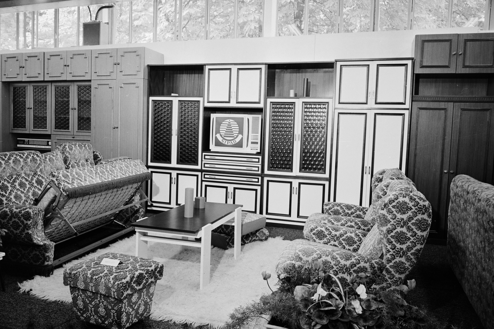 Hungary, Budapest XIV., Otthon '74 bútorkiállítás a BNV pavilonjában., 1973, Bauer Sándor, furniture, international fair, Budapest, Fortepan #113739