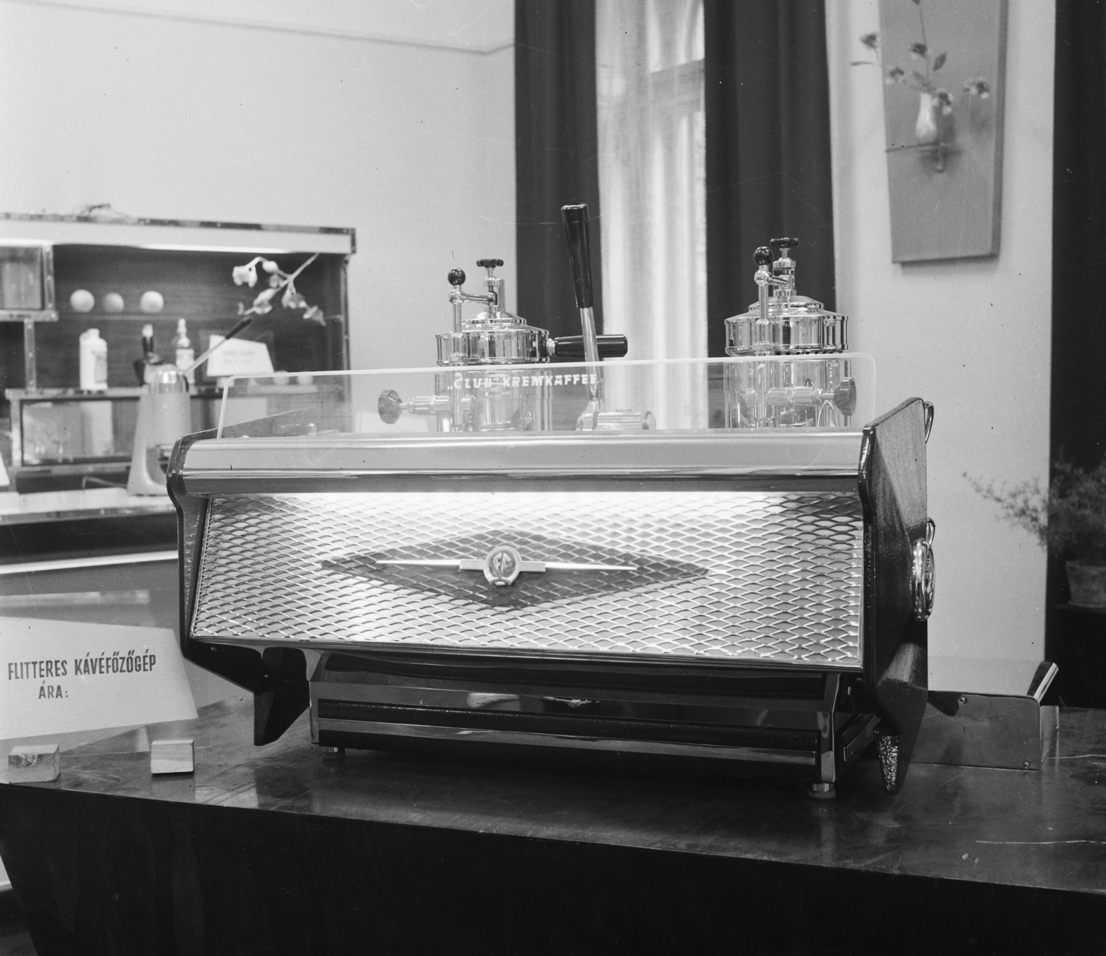 1961, Bauer Sándor, coffee machine, exhibition, Fortepan #114130