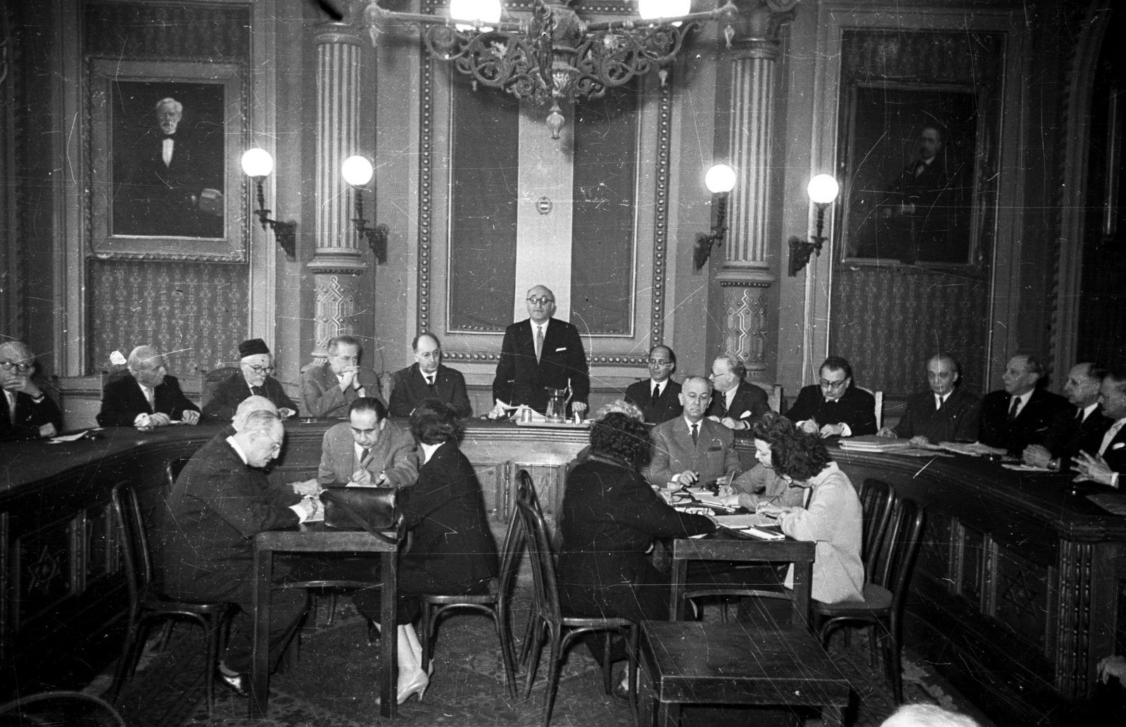 Hungary, Budapest VII., Síp utca 12., a Magyarországi Zsidó Hitközségek Szövetsége székházának díszterme. Megemlékezés az Állam és az Egyház által aláírt egyezmény 10. évfordulóján., 1959, Bauer Sándor, Budapest, Fortepan #114249
