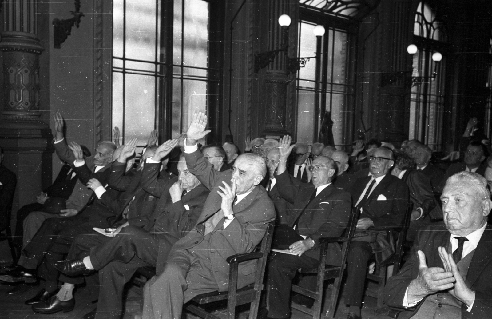 Hungary, Budapest VII., Síp utca 12., a Magyarországi Zsidó Hitközségek Szövetsége székházának díszterme. A Magyar Izraeliták Országos Képviseletének teljes ülése 1971. június 20-án., 1966, Bauer Sándor, Budapest, Fortepan #114272