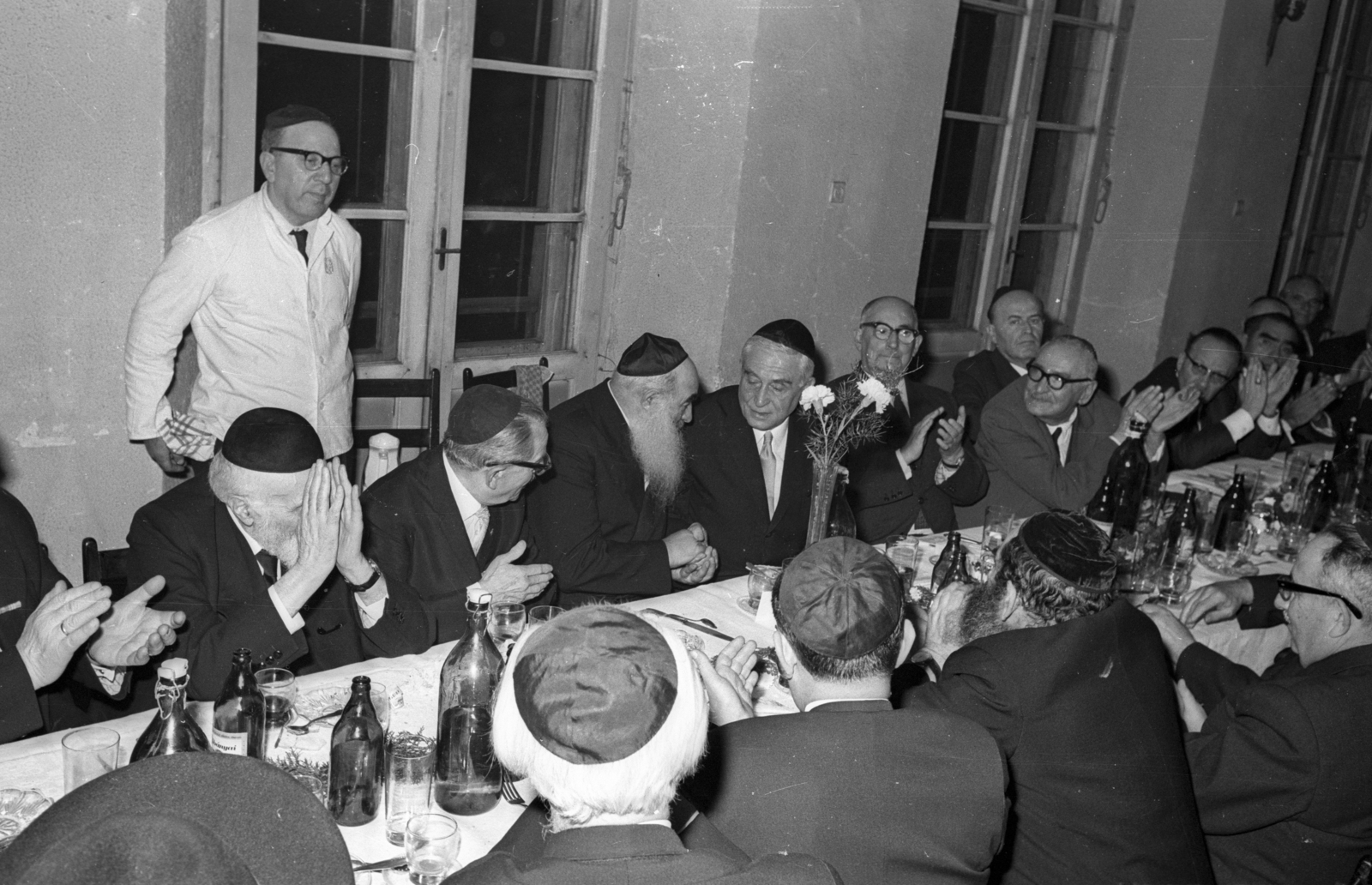 Hungary, Budapest VII., Síp utca 12., a Magyarországi Zsidó Hitközségek Szövetsége székháza. Díszvacsoral Jehuda Léb Levin moszkvai főrabbi tiszteletére., 1969, Bauer Sándor, religion, judaism, Budapest, Fortepan #114315