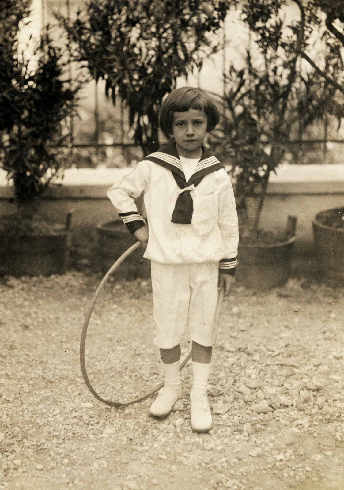 1913, Buzinkay Géza, hulahopp karika, matróz ruha, Fortepan #114617